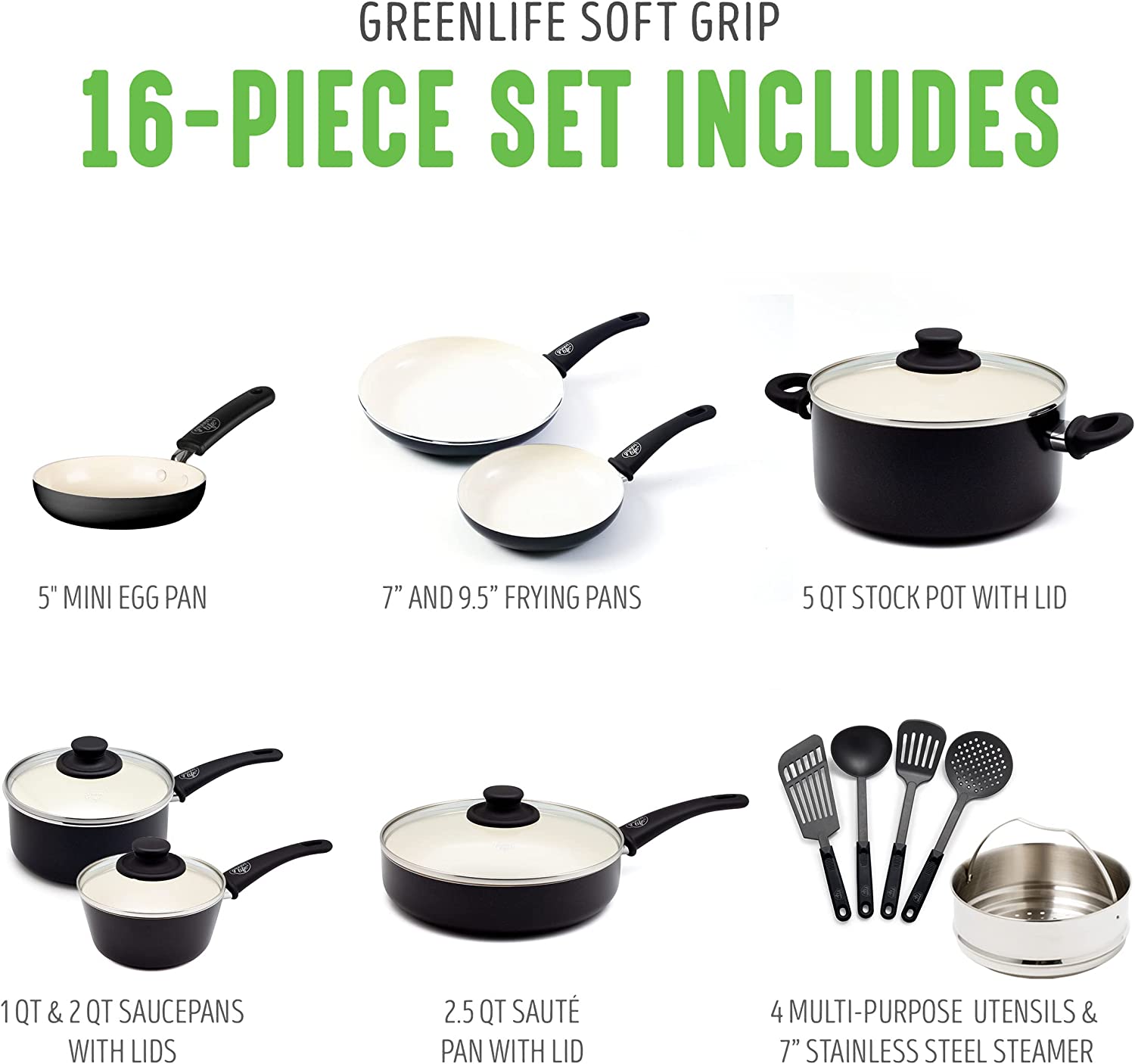 Ceramic non-stick 12-piece pan set