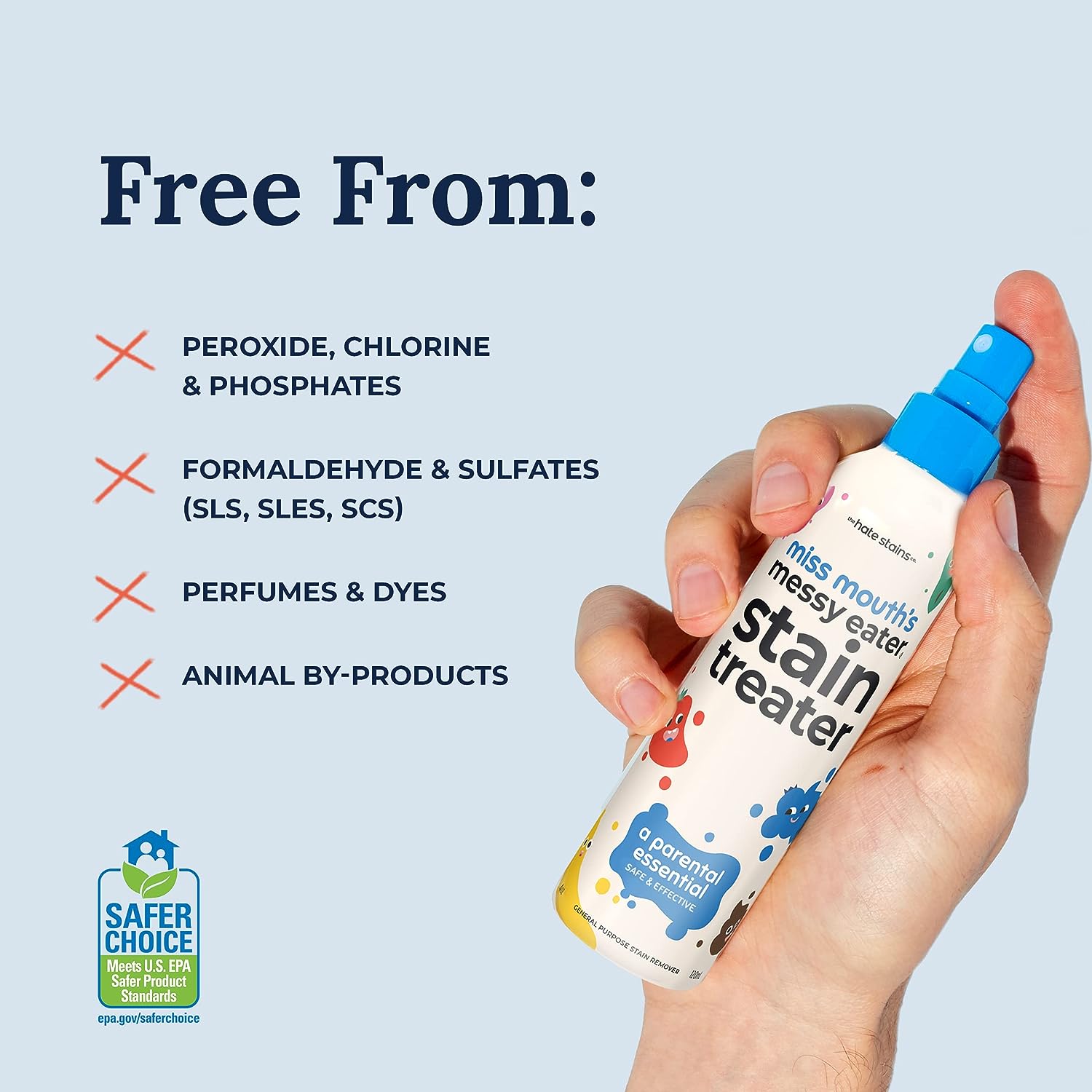 Miss Mouth's Messy Eater Stain Treater Spray - 4oz 2 Pack Stain Remover - Newborn & Baby Essentials - No Dry Cleaning Food, Grease, Coffee Off Laundry, Underwear, Fabric