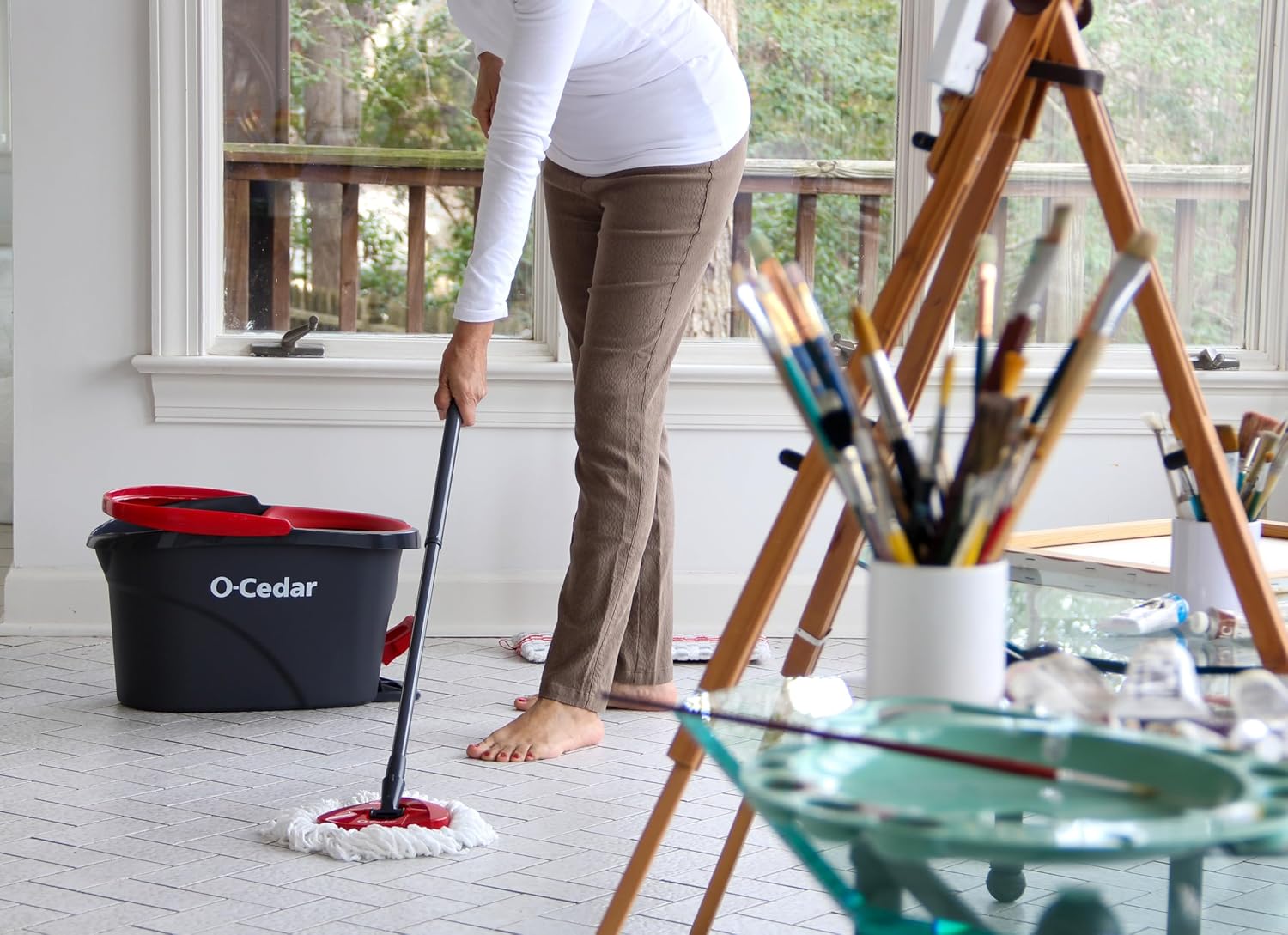 O-Cedar EasyWring Spin Mop & Bucket System +2 Power Refills with Citrus Cleaning PACS (Variety Pack)