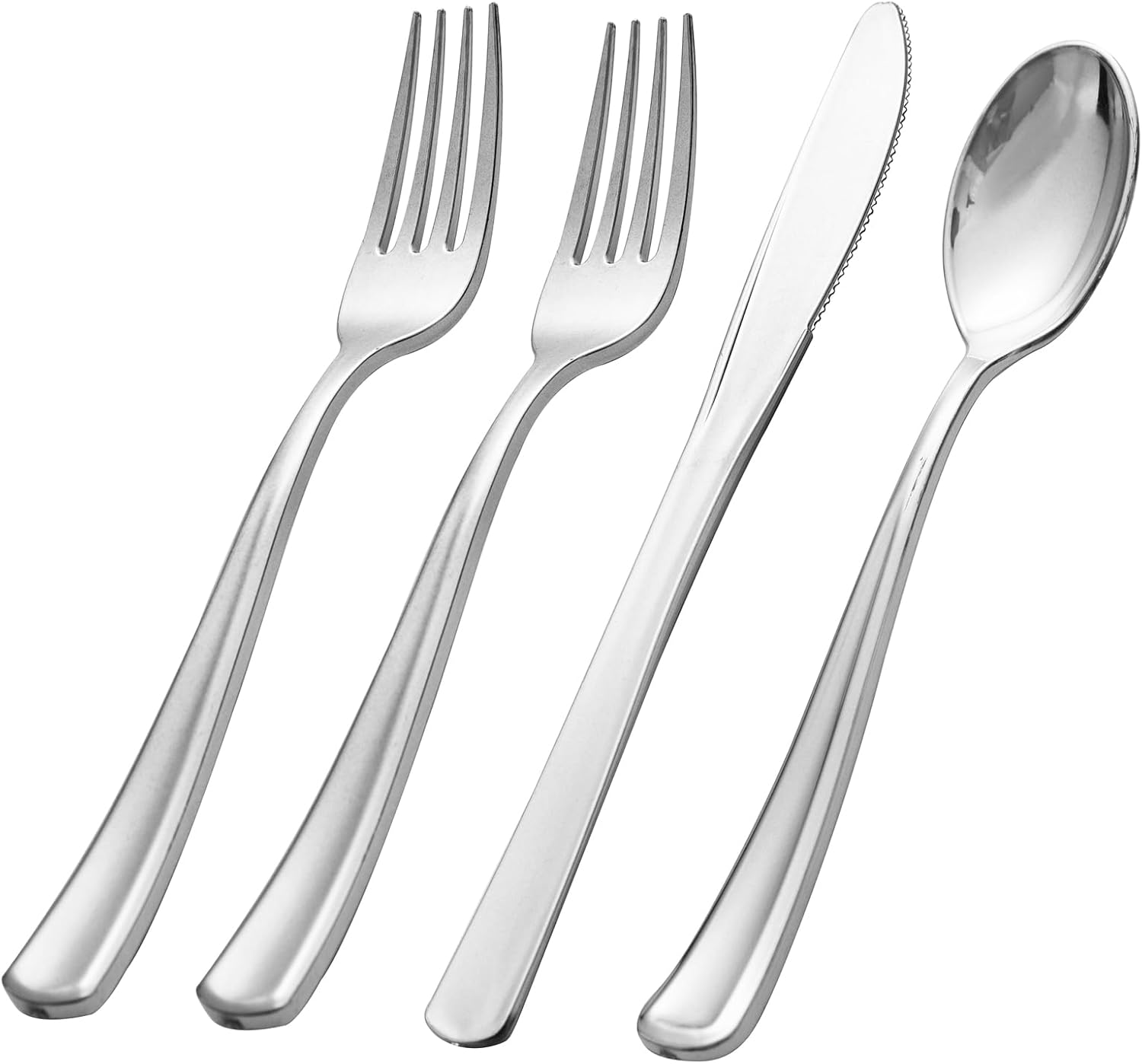 WDF300 Pieces Gold Plastic Silverware - Heavy Duty Disposable Gold Cutlery Set Plastic Gold Silverware Set Plastic Includes 100 Forks, 100 Spoons, 100 Knives