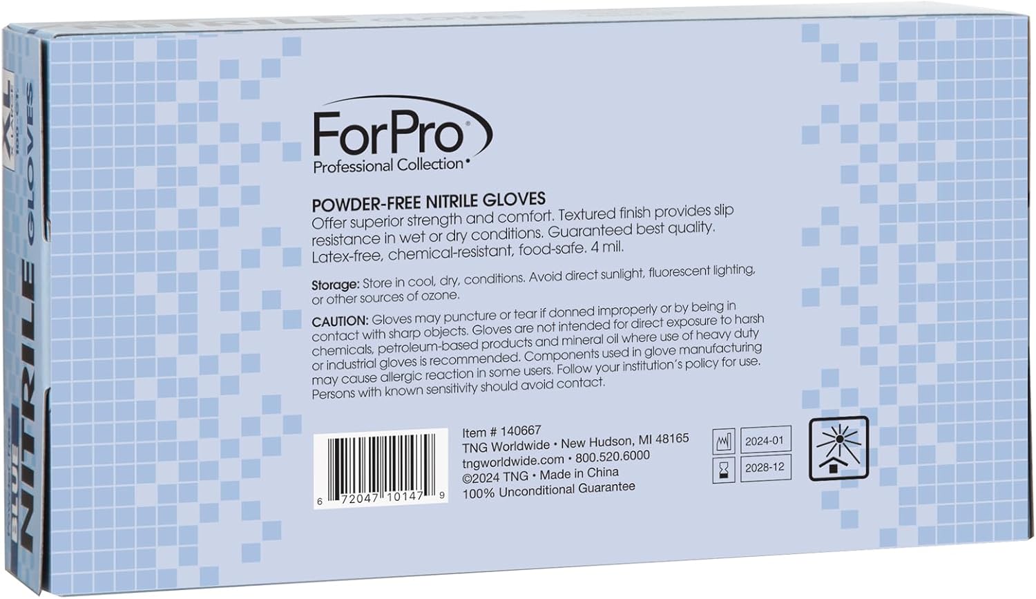 ForPro Professional Collection Disposable Nitrile Gloves, Chemical Resistant, Powder-Free, Latex-Free, Non-Sterile, Food Safe, 4 Mil, Black, Large, 100-Count
