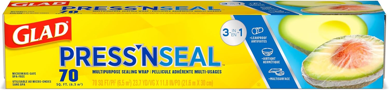 Glad Press'N Seal Plastic Food Wrap, 70 Square Foot Roll (Package May Vary)