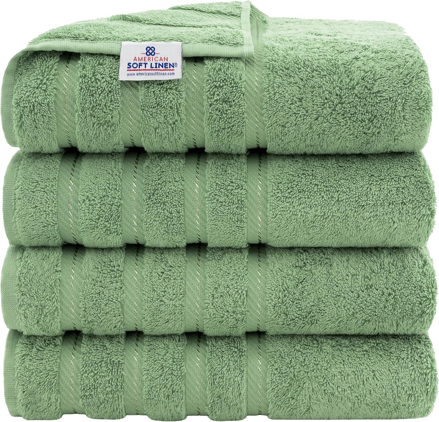 American Soft Linen Luxury 6 Piece Towel Set, 2 Bath Towels 2 Hand Towels 2 Washcloths, 100% Cotton Turkish Towels for Bathroom, Light Grey Towel Sets