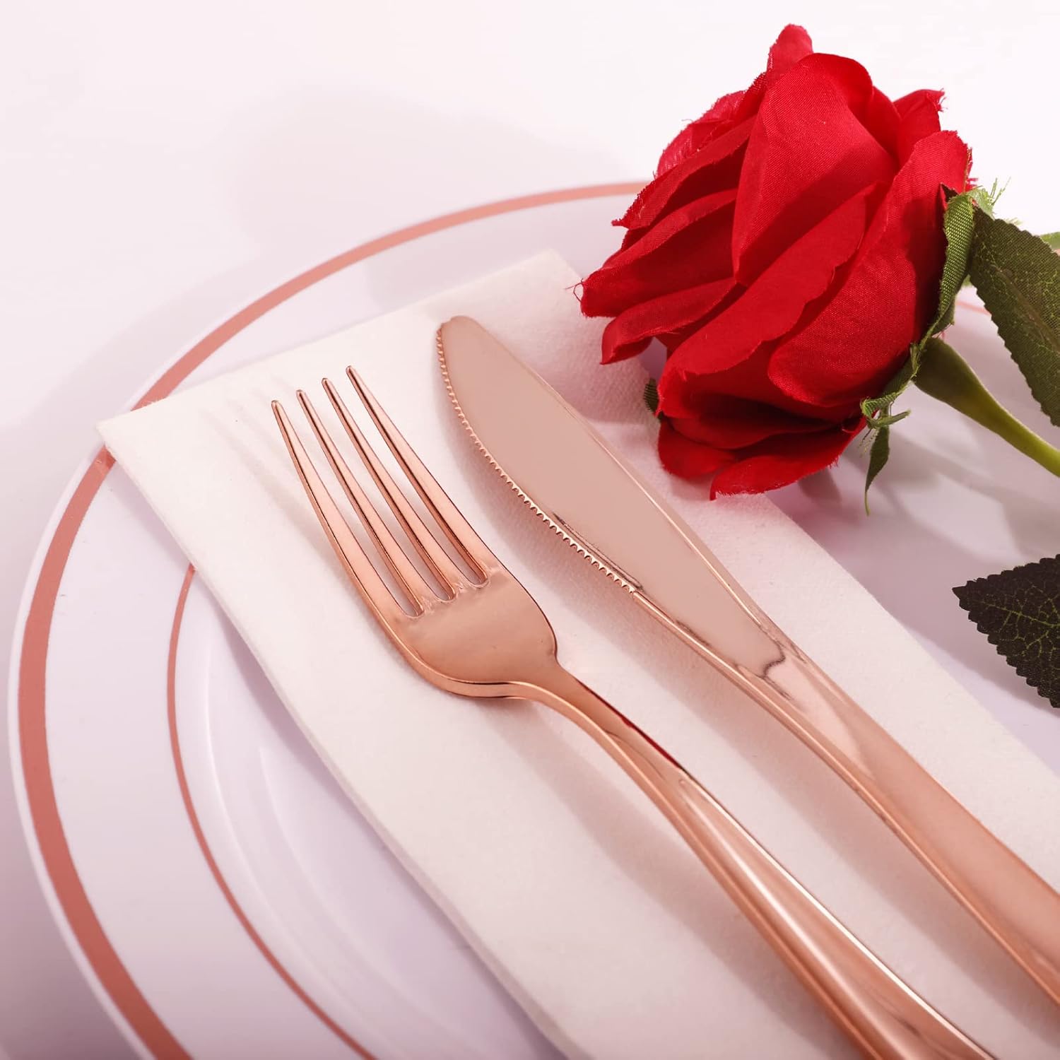 WDF300 Pieces Gold Plastic Silverware - Heavy Duty Disposable Gold Cutlery Set Plastic Gold Silverware Set Plastic Includes 100 Forks, 100 Spoons, 100 Knives