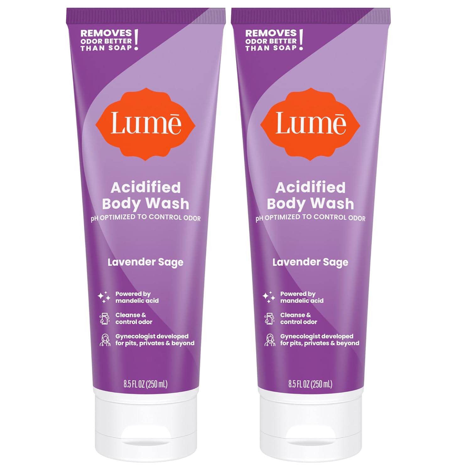 Lume Acidified Body Wash - 24 Hour Odor Control - Removes Odor Better than Soap - Moisturizing Formula - Formulated Without SLS or Parabens - OB/GYN Developed - 8.5 ounce (Peony Rose)