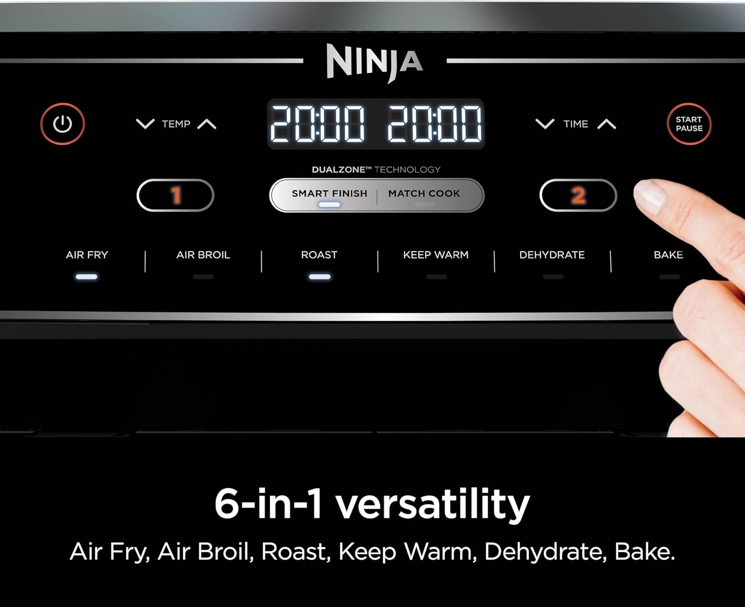 Ninja Air Fryer, Thermometer, Roast, Bake, Air Fry, Crisps, Broil, Reheats, Keep Warm, 10-in-1, Fries, Frozen Food, Veggies, and Meat, Quick Meals, Healthy Meals, Less Oil, 10 QT, Grey, DZ550