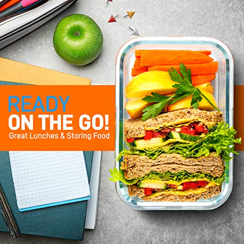 Superior Glass Food Storage Containers - 10 Piece Stackable Glass -Newly, BPA-Free 100% Leakproof Locking Lids w/ Air Hole - Freezer-to-Oven-Safe -NutriChef NCCLX5