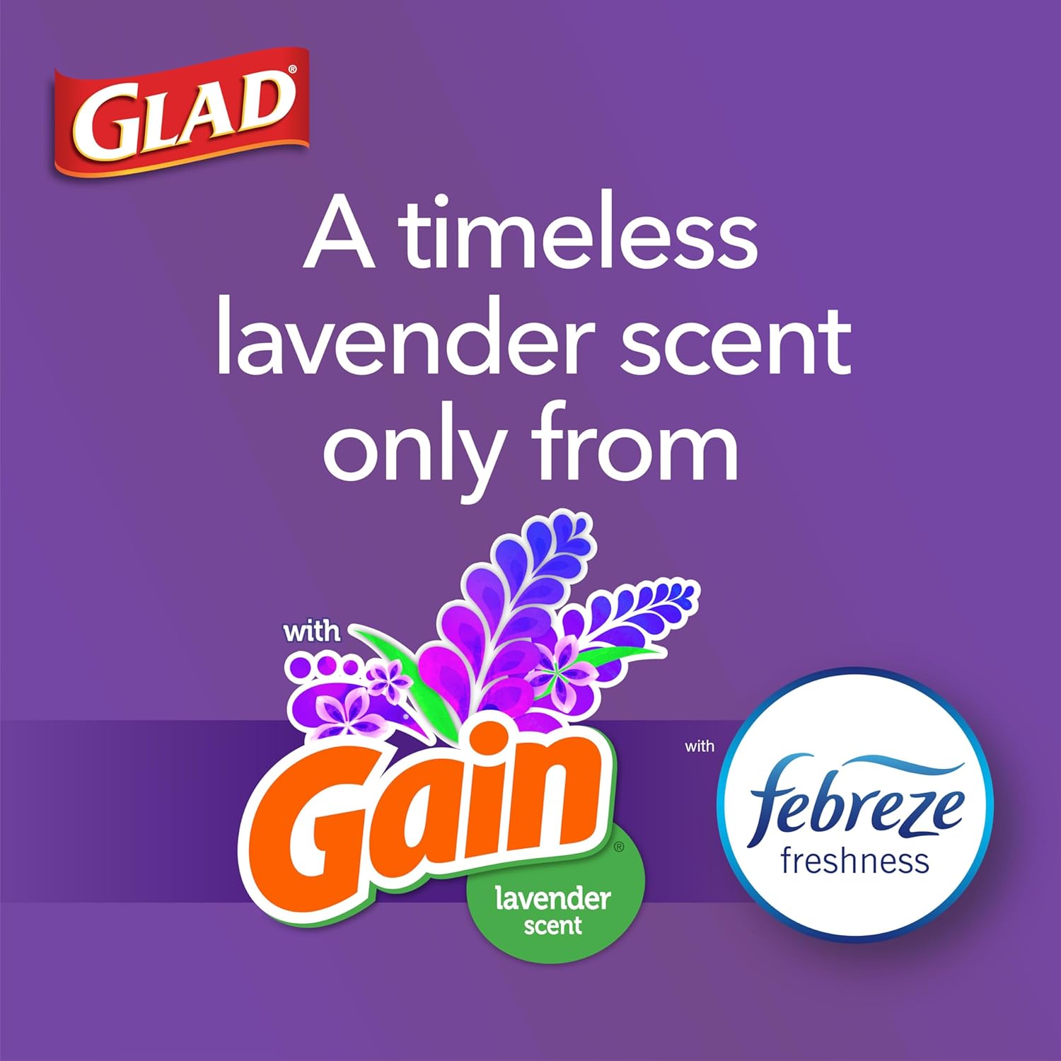 Glad ForceFlex Tall Kitchen Trash Bags, 13 Gal, Gain Original with Febreze, 110 Ct (Pack May Vary)