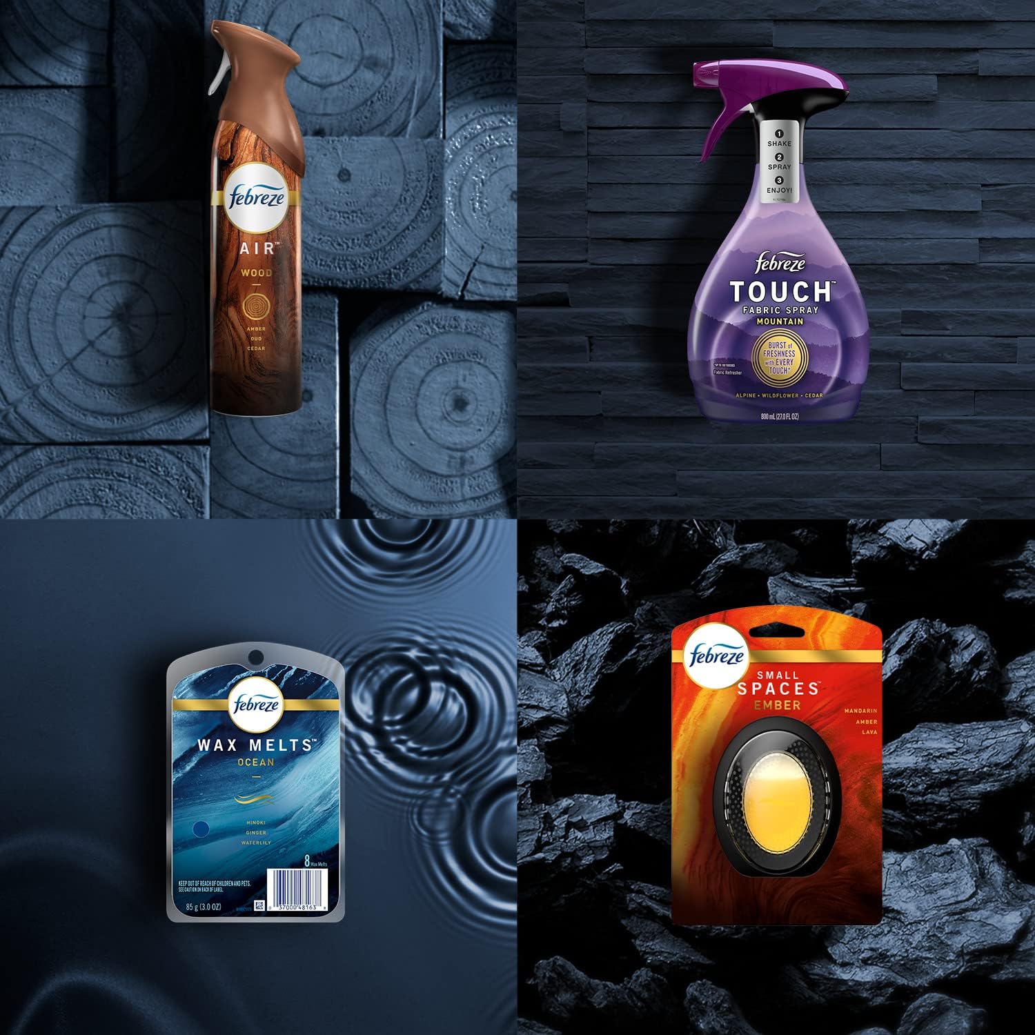 Febreze Small Spaces Air Freshener Linen & Sky, .25 fl. oz., Pack of 4