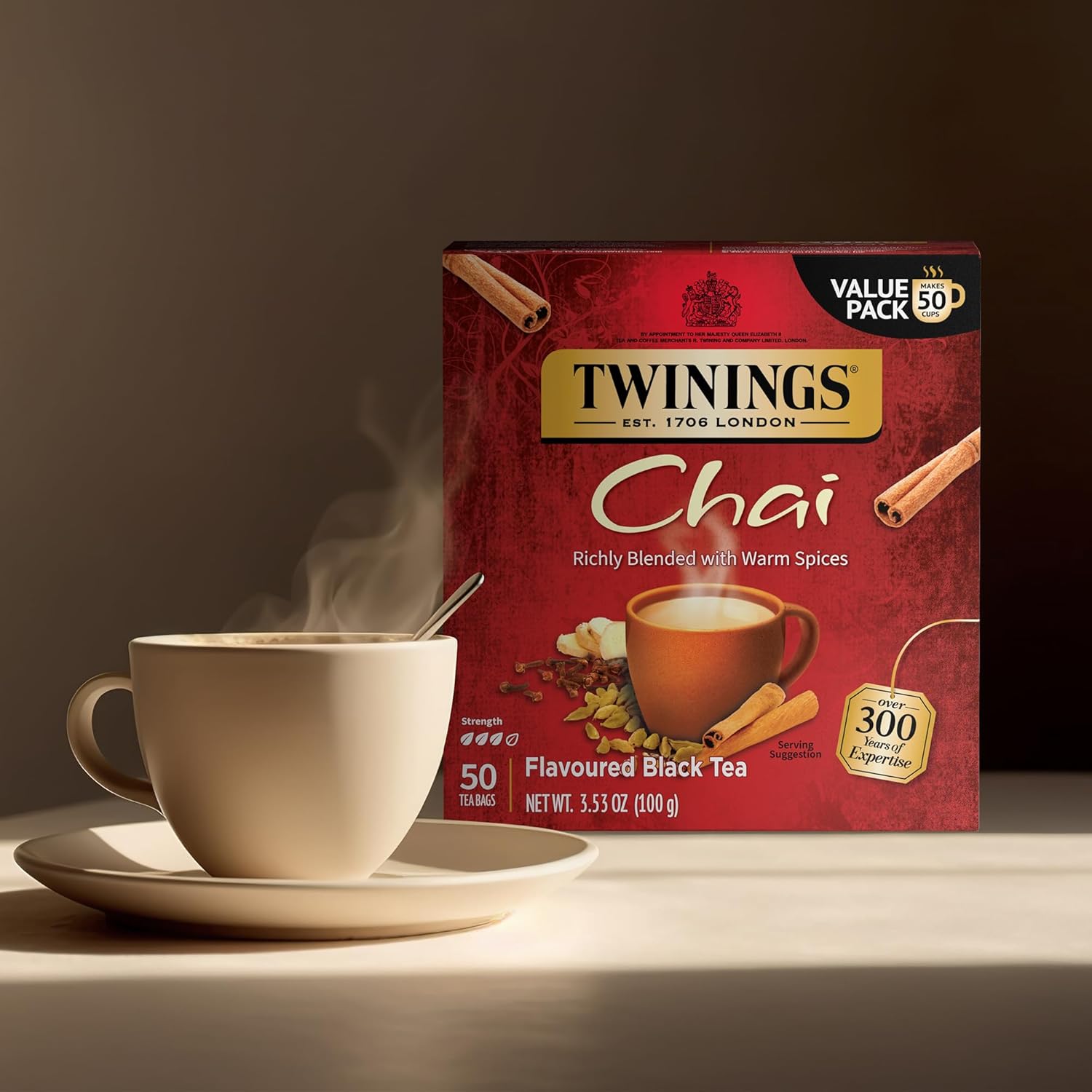 Twinings English Breakfast Black Tea Individually Wrapped Bags, 100 Count (Pack of 1), Smooth, Flavourful, and Robust, Caffeinated, Enjoy Hot or Iced | Packaging May Vary