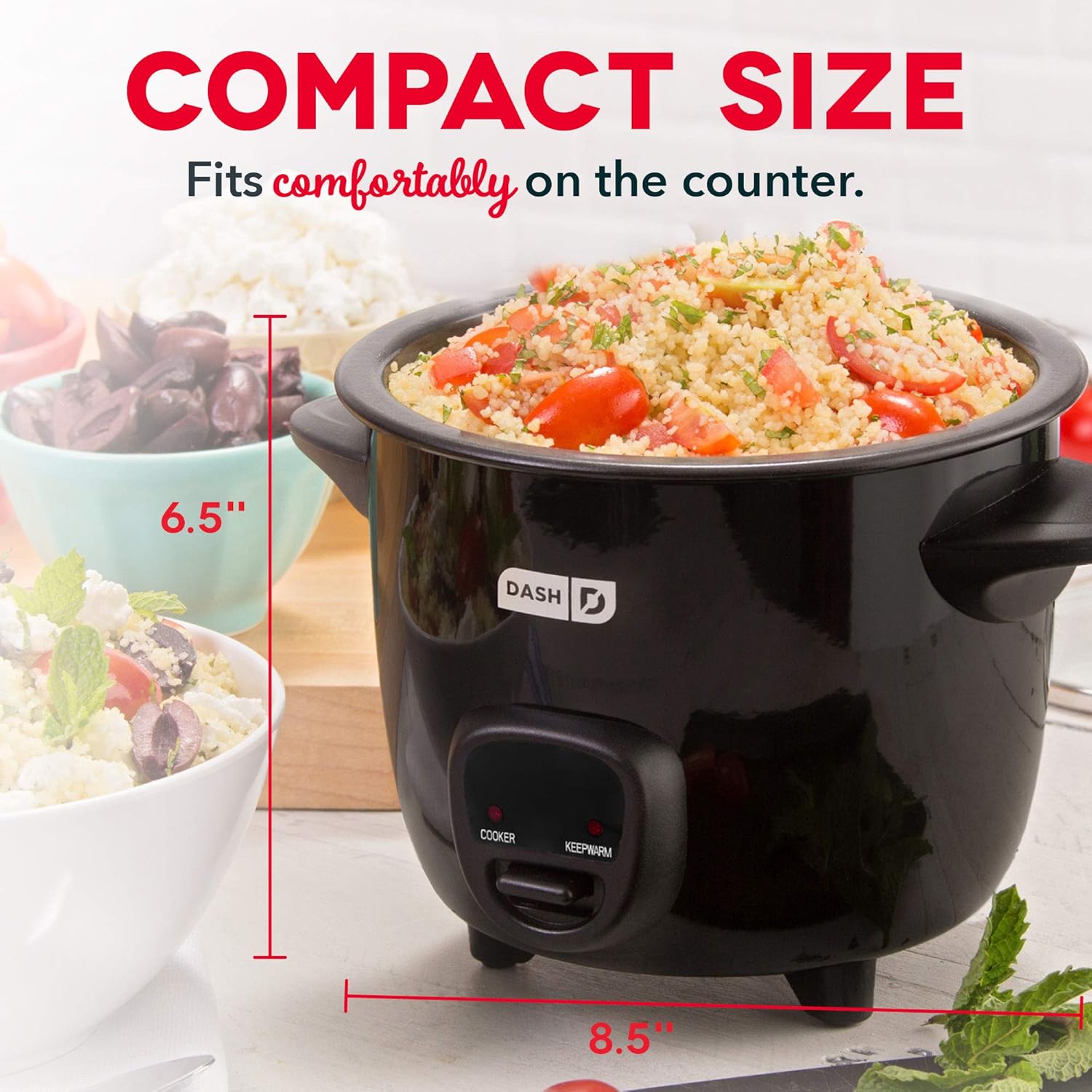 DASH Mini Rice Cooker Steamer with Removable Nonstick Pot, Keep Warm Function & Recipe Guide, .5 Quart, for Soups, Stews, Grains & Oatmeal - Aqua