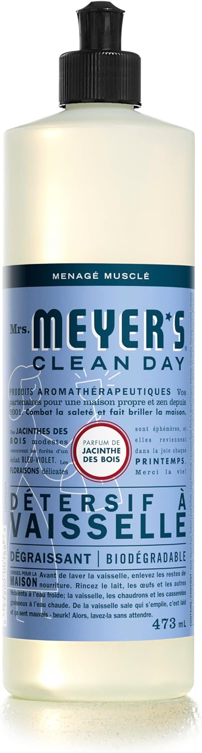 MRS. MEYER'S CLEAN DAY Liquid Dish Soap, Biodegradable Formula, Basil, 16 fl. oz - Pack of 3
