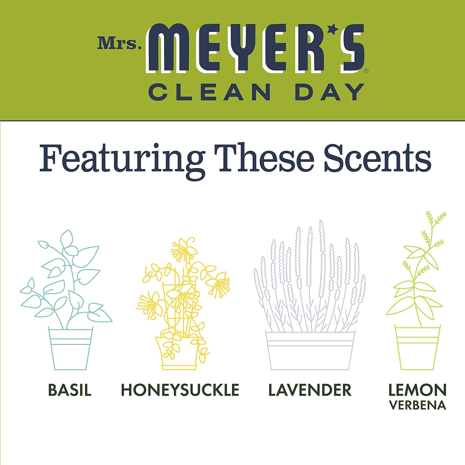 MRS. MEYER'S CLEAN DAY Liquid Dish Soap, Biodegradable Formula, Basil, 16 fl. oz - Pack of 3