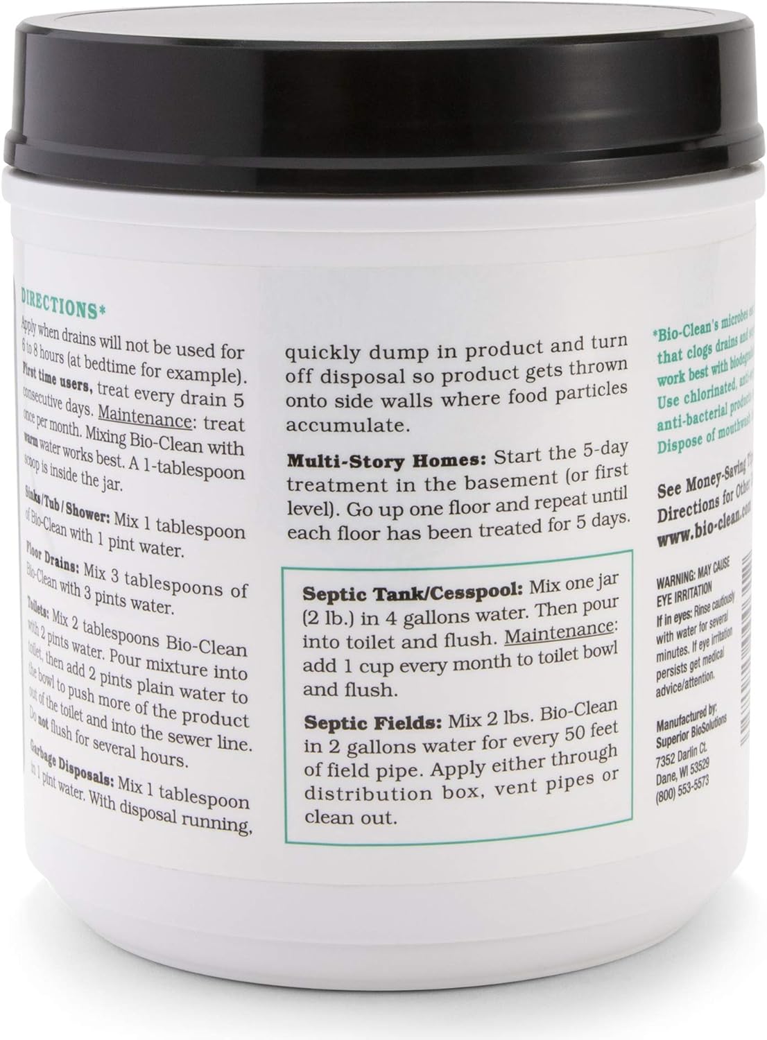 Drain Septic 2# Can Cleans Drains- Septic Tanks - Grease Traps All Natural and 100% Guaranteed No Caustic Chemicals! Removes fats oil and grease, completely cleans your system.
