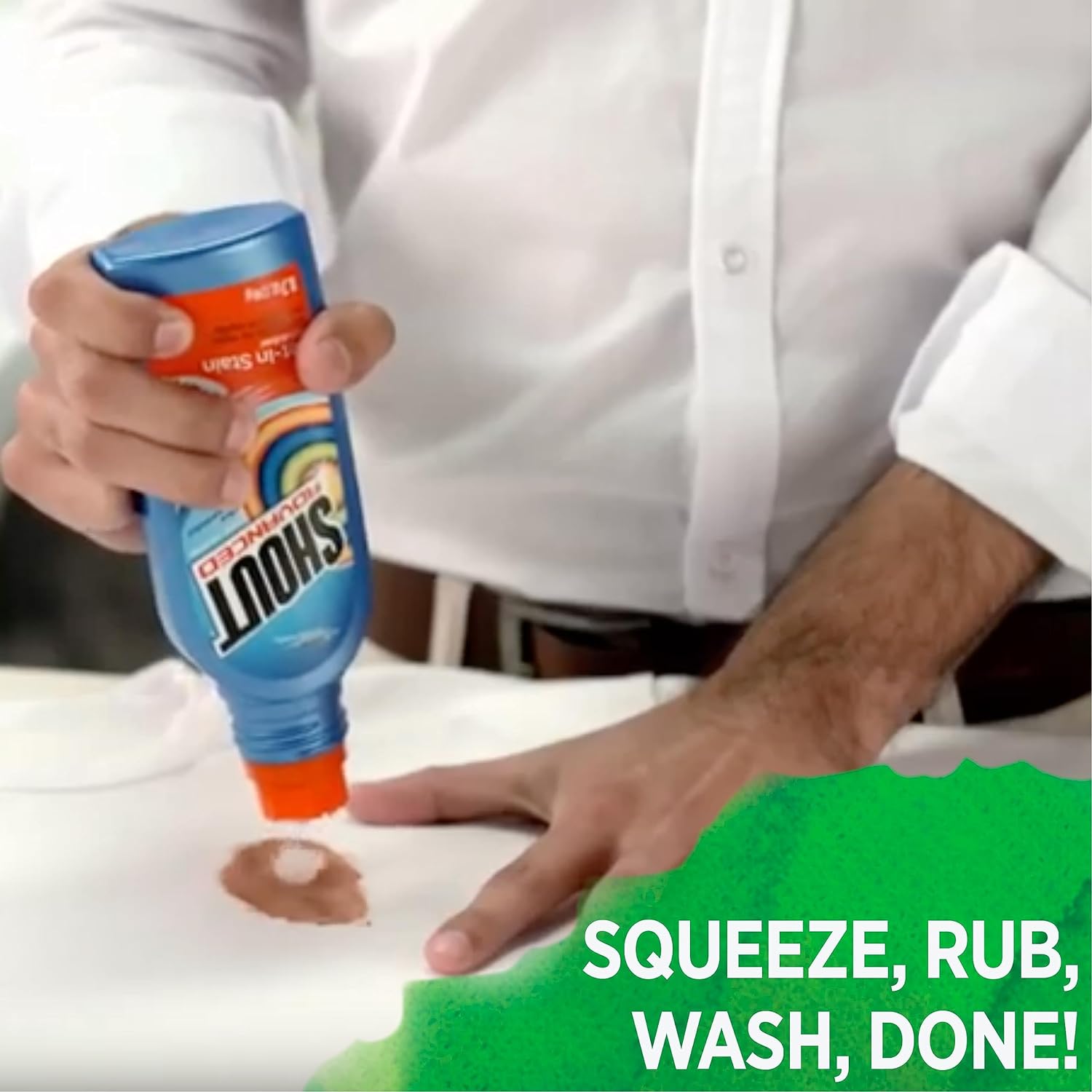 Shout Advanced Stain Remover Brush, Ultra Concentrated Gel with Built-In Scrubber Brush for Deep Set-In Stains, 8.7Oz