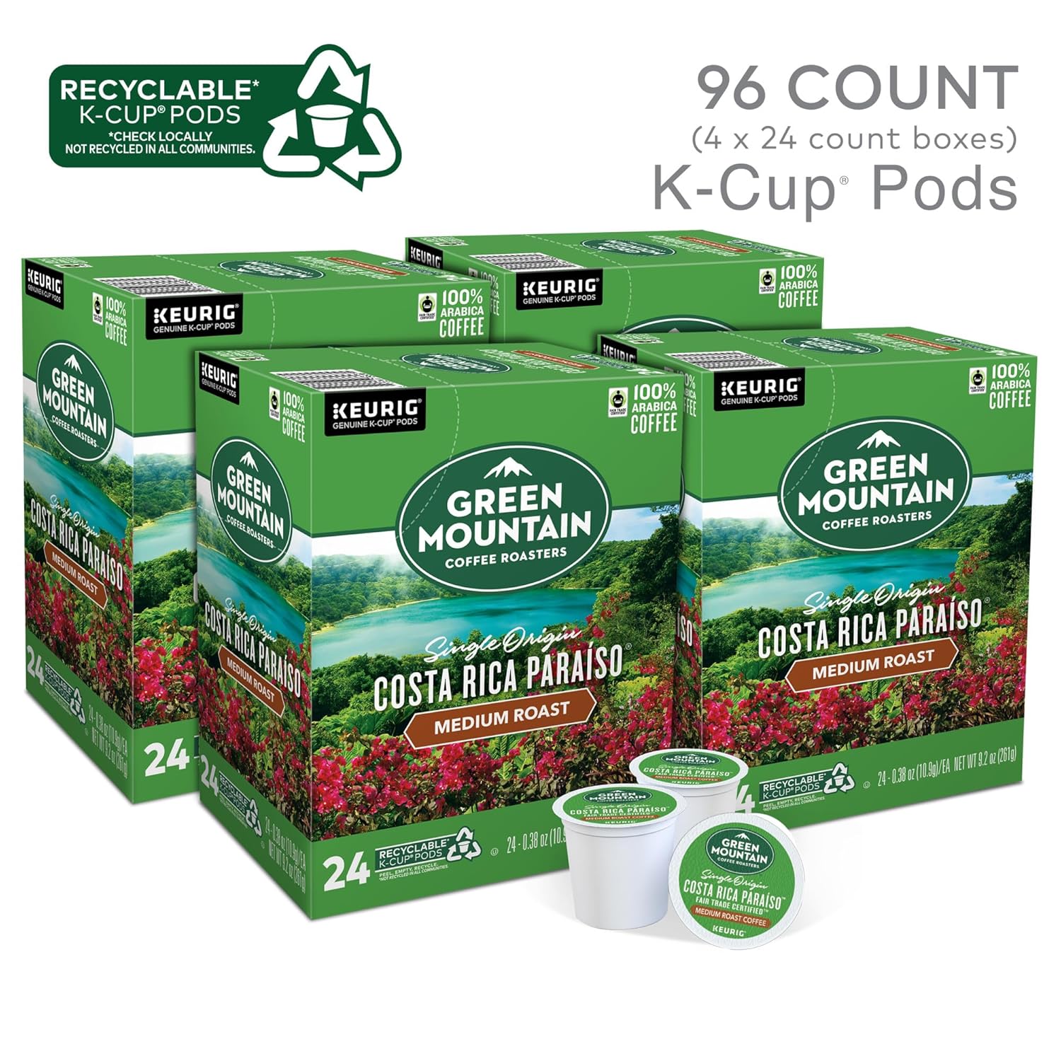 Green Mountain Coffee Roasters Half Caff Keurig Single-Serve K-Cup pods, Medium Roast Coffee, 72 Count (6 Packs of 12)