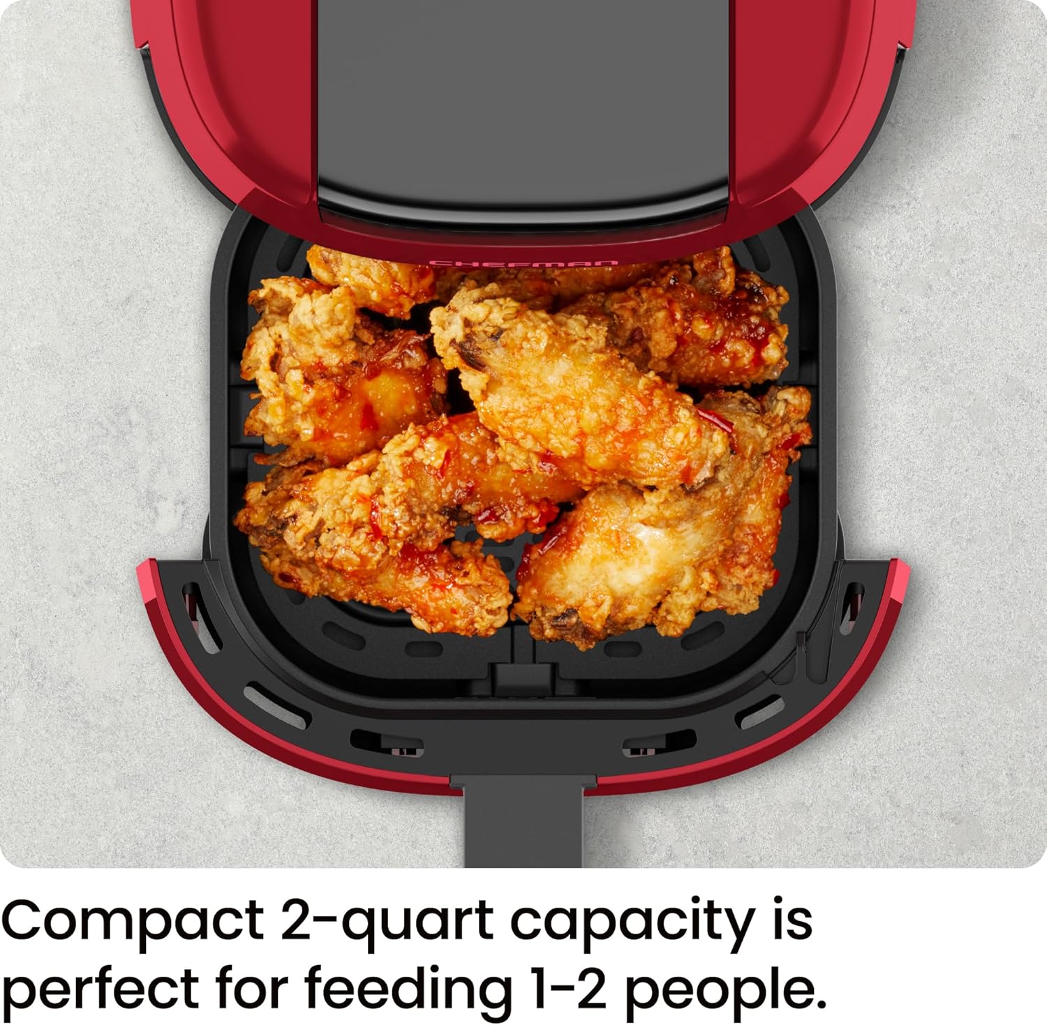 CHEFMAN 2 Qt Mini Air Fryer – Digital Space-Saving Compact Air Fryer with Nonstick and Dishwasher Safe Basket, Quick & Easy Meals in Minutes, Features Digital Timer and Shake Reminder – Grey