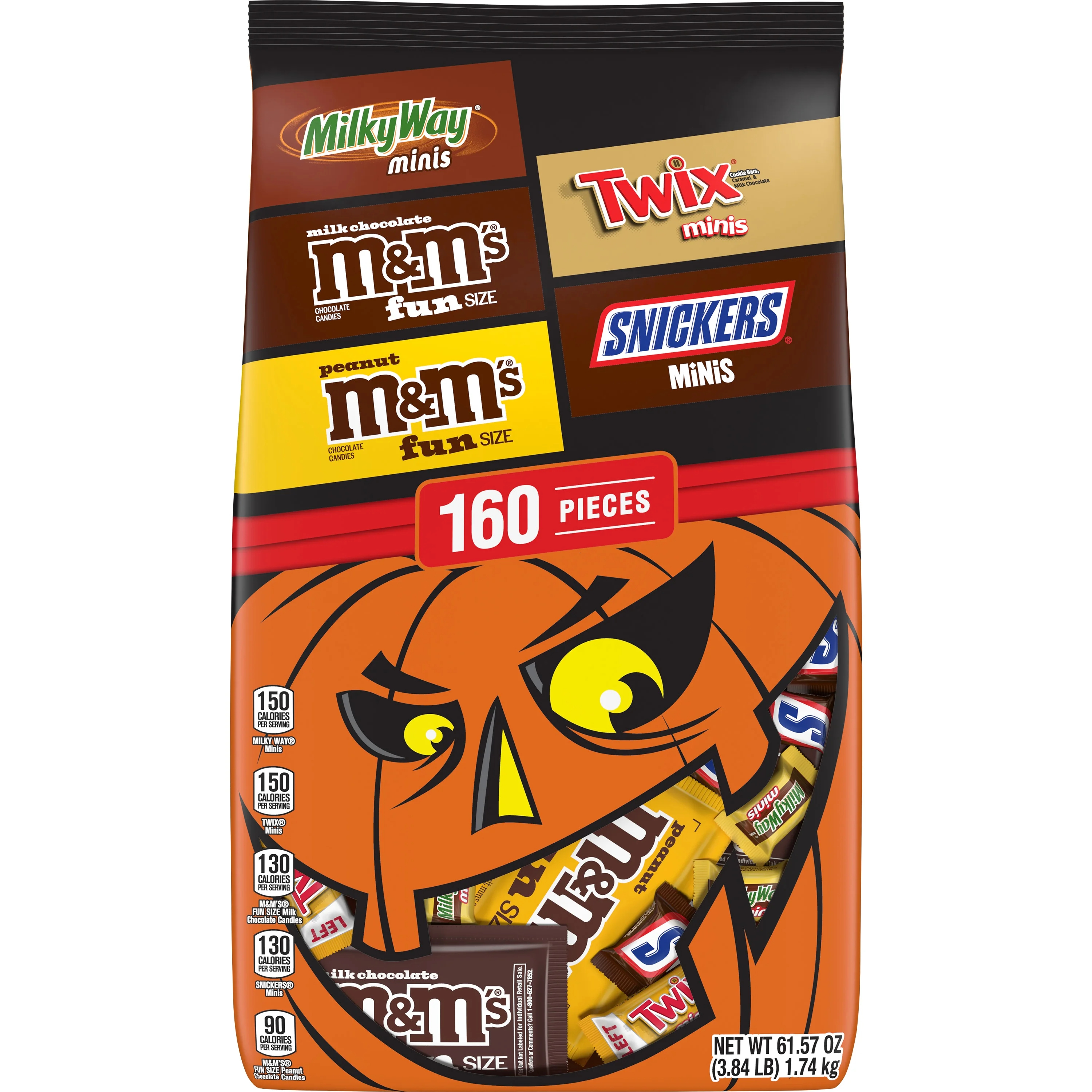 M&M's, Snickers, Twix & More Halloween Candy - 160 Bulk Bag