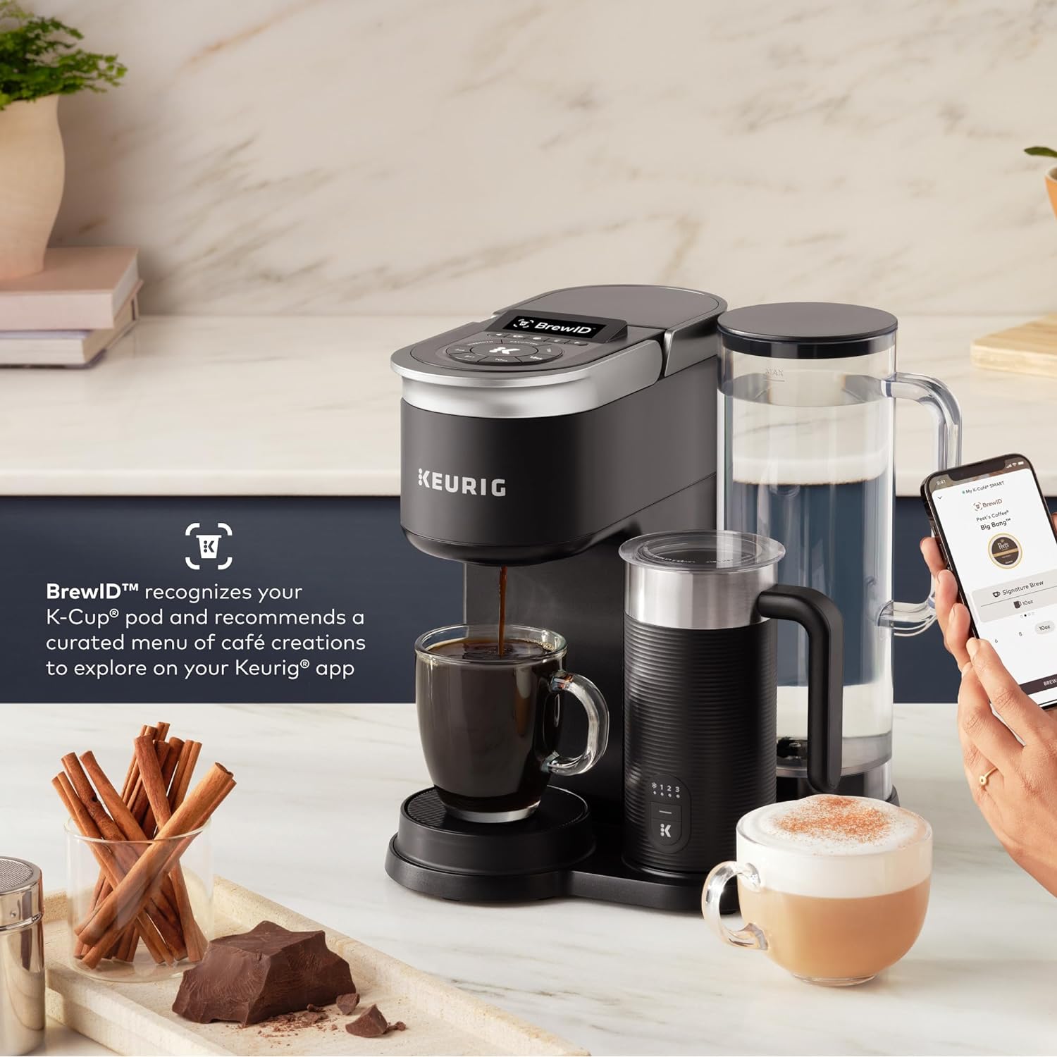 Keurig K-Cafe K-Duo Single Serve Coffee, Latte and Cappuccino Maker, 32 K-Cup Pods, Dark Charcoal