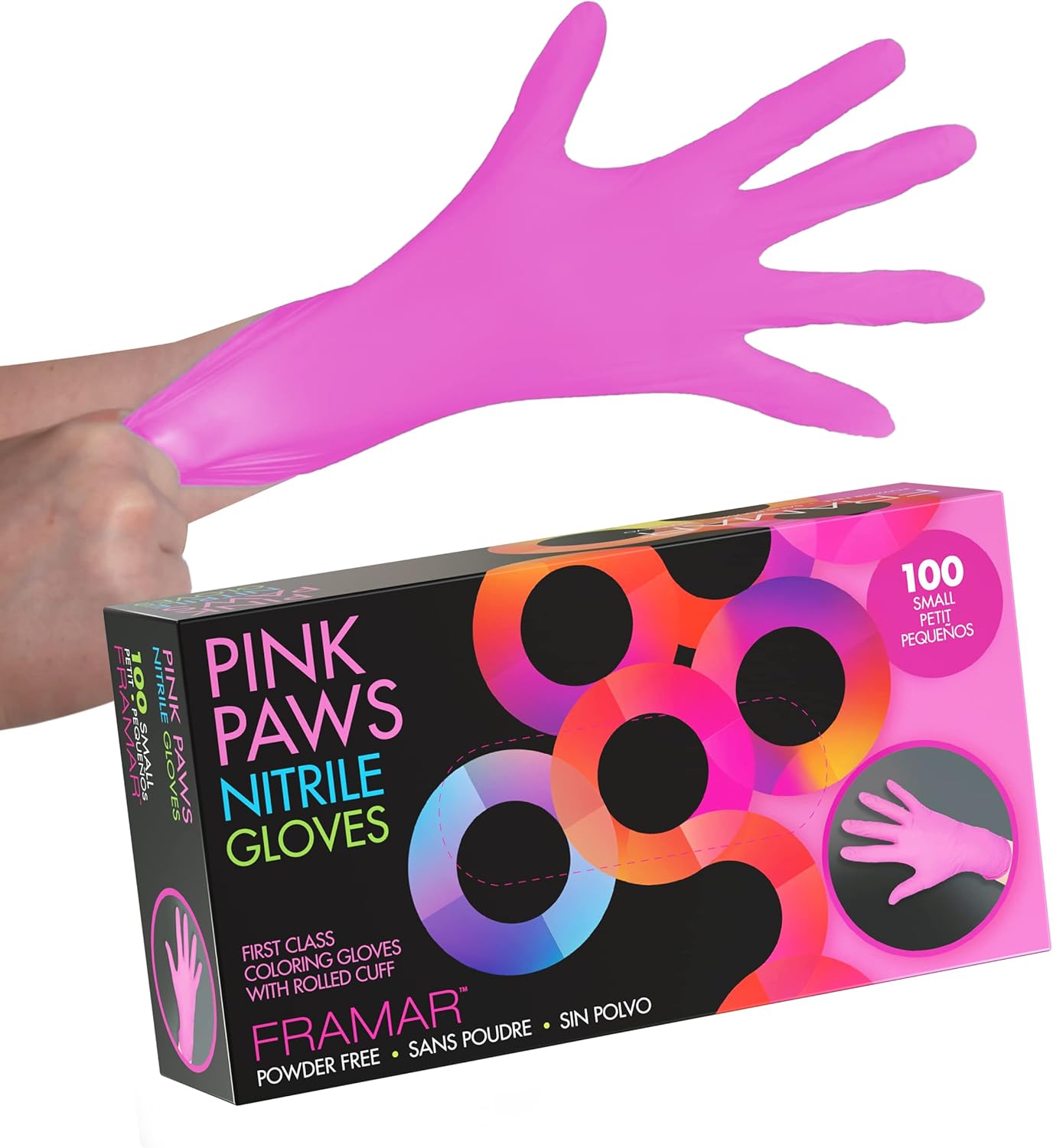 FRAMAR Pink Gloves Disposable Latex Free – Pink Nitrile Gloves Medium, Latex Free Gloves Medium, Plastic Gloves Disposable, Guantes de Nitrilo, Cleaning Gloves Medium, Non Latex Gloves