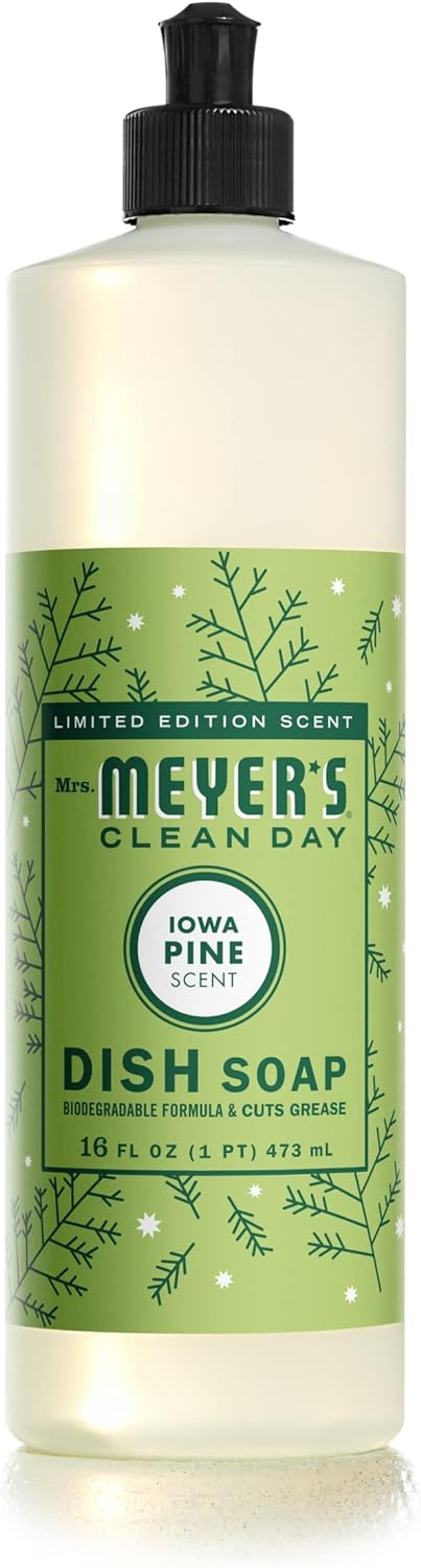 MRS. MEYER'S CLEAN DAY Liquid Dish Soap, Biodegradable Formula, Basil, 16 fl. oz - Pack of 3