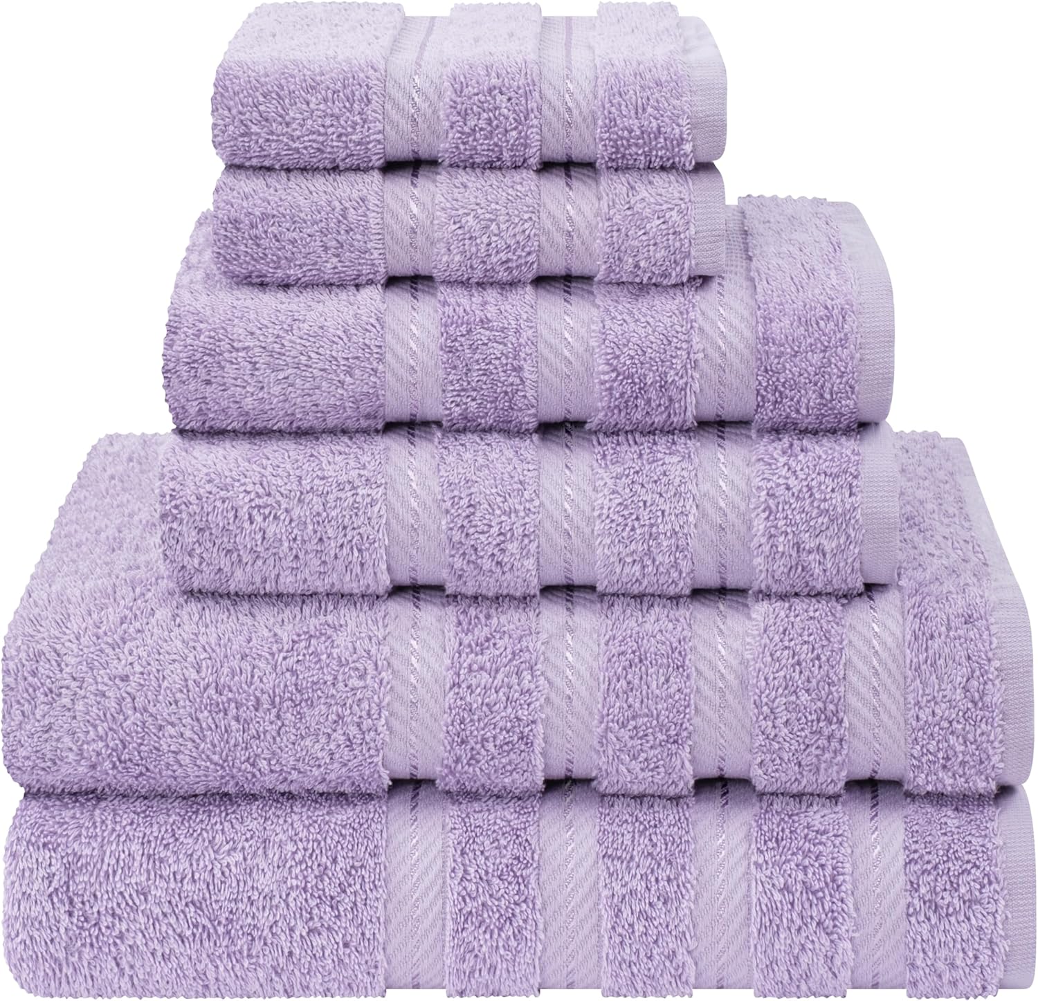 American Soft Linen Luxury 6 Piece Towel Set, 2 Bath Towels 2 Hand Towels 2 Washcloths, 100% Cotton Turkish Towels for Bathroom, Light Grey Towel Sets
