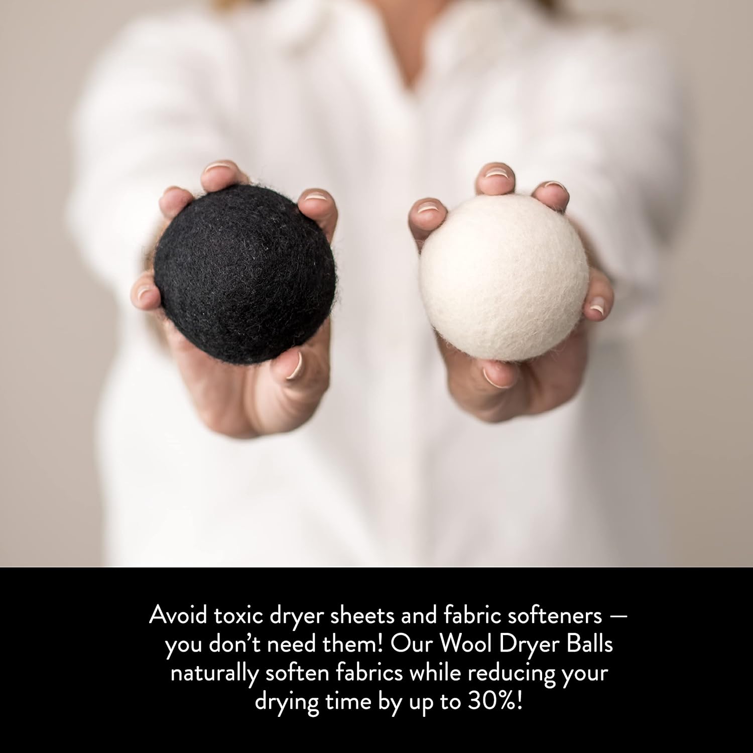 Molly's Suds Wool Dryer Balls | XL, Premium Organic Fabric Softener, Hypoallergenic, Hand-Felted, Reusable, Reduce Drying Time | White, Set of 6