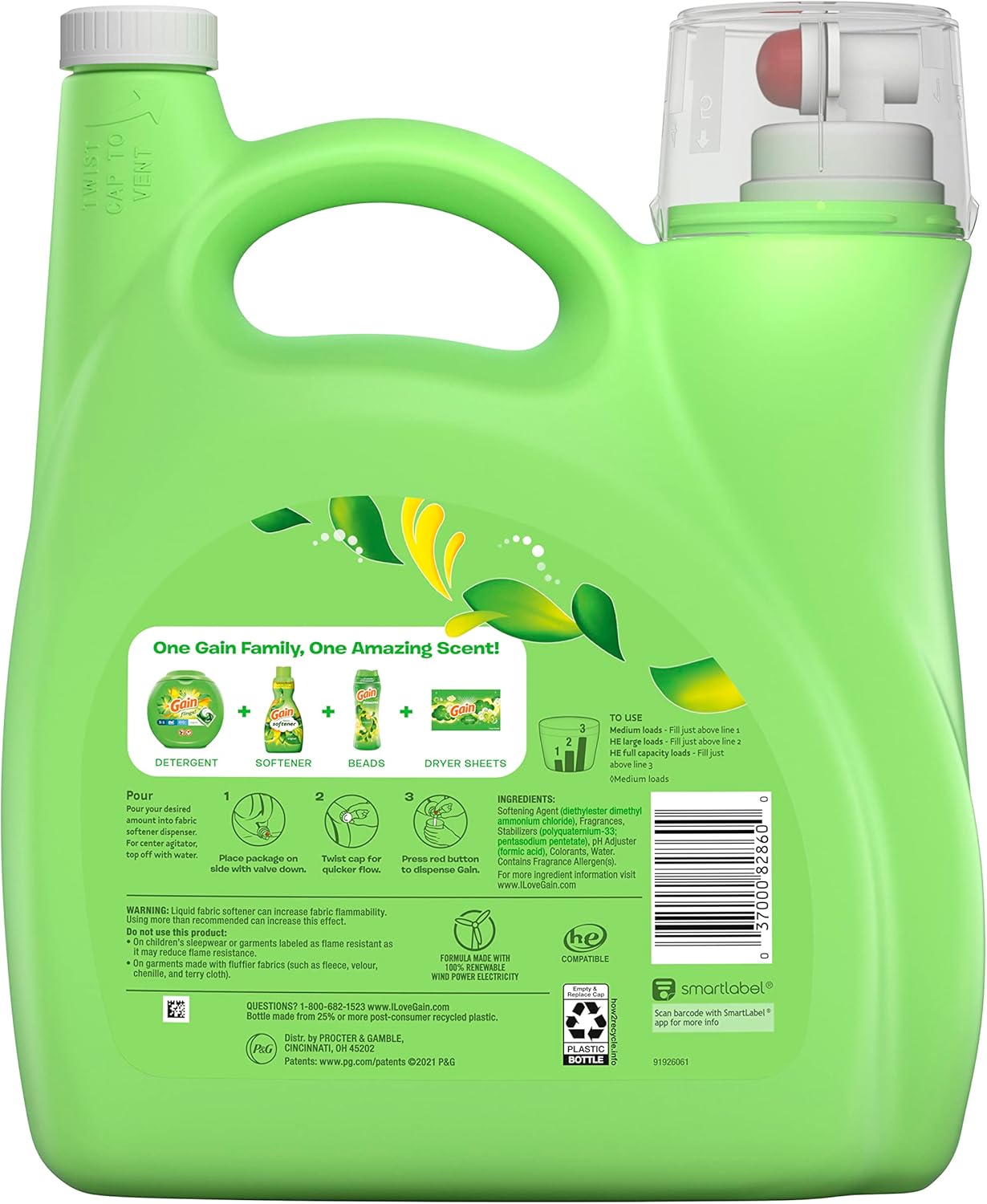 Gain Fabric Softener, Spring Daydream, 140 fl oz, 190 Loads