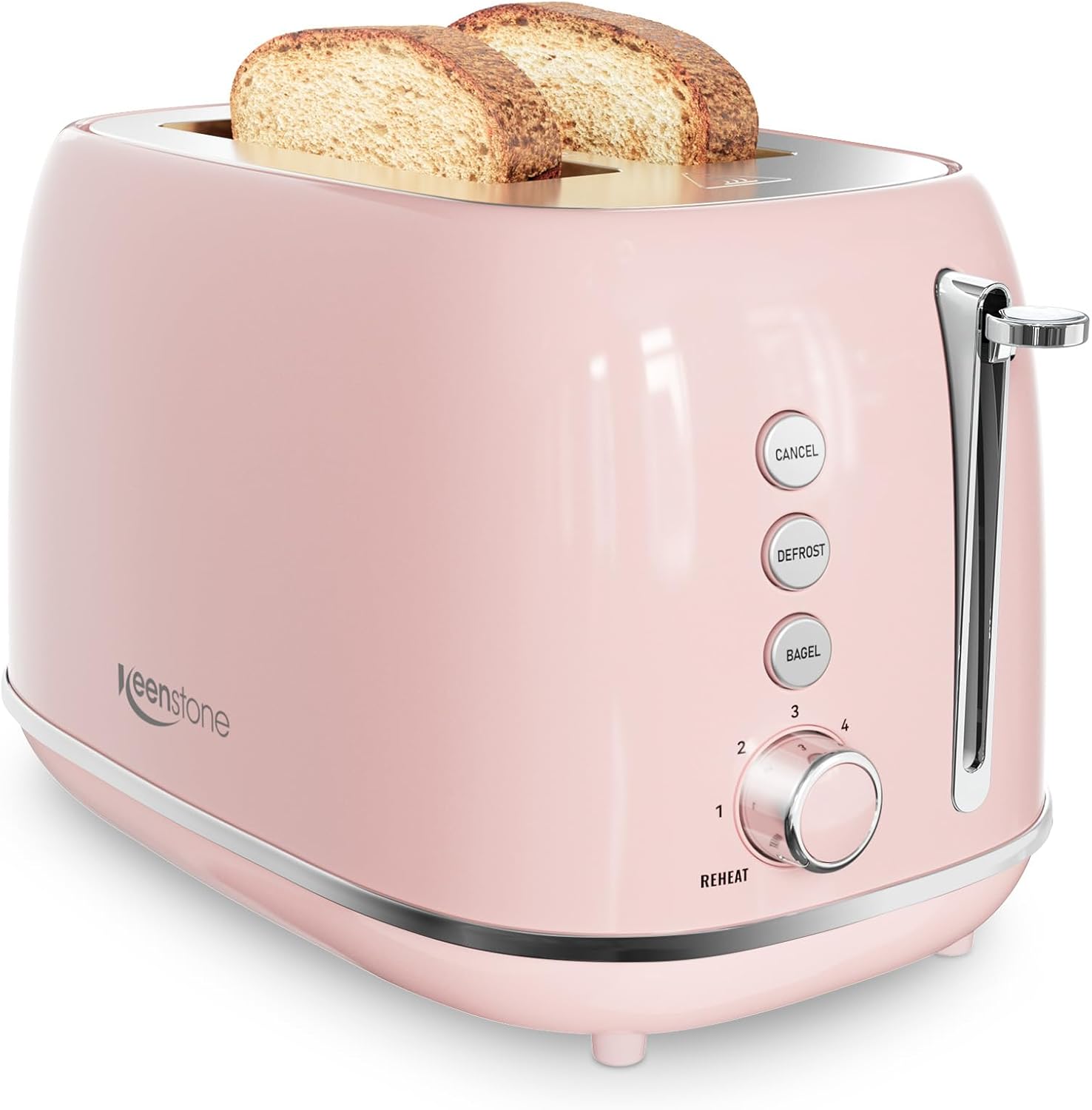 2 Slice Stainless Steel Toaster Retro with 6 Bread Shade Settings, Bagel, Cancel, Defrost Function, 2 Slice Toaster with Extra Wide Slot, Removable Crumb Tray, White