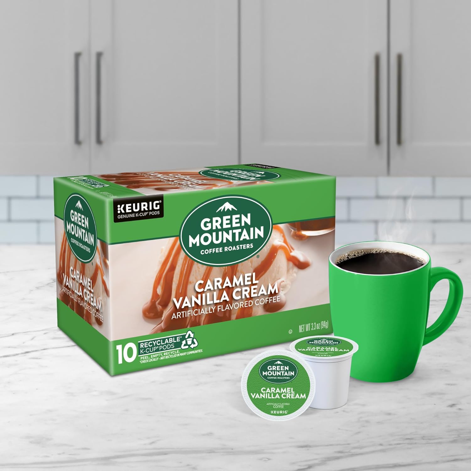 Green Mountain Coffee Roasters Caramel Vanilla Cream Keurig Single-Serve K-Cup pods, Light Roast Coffee, 72 Count (6 Packs of 12)