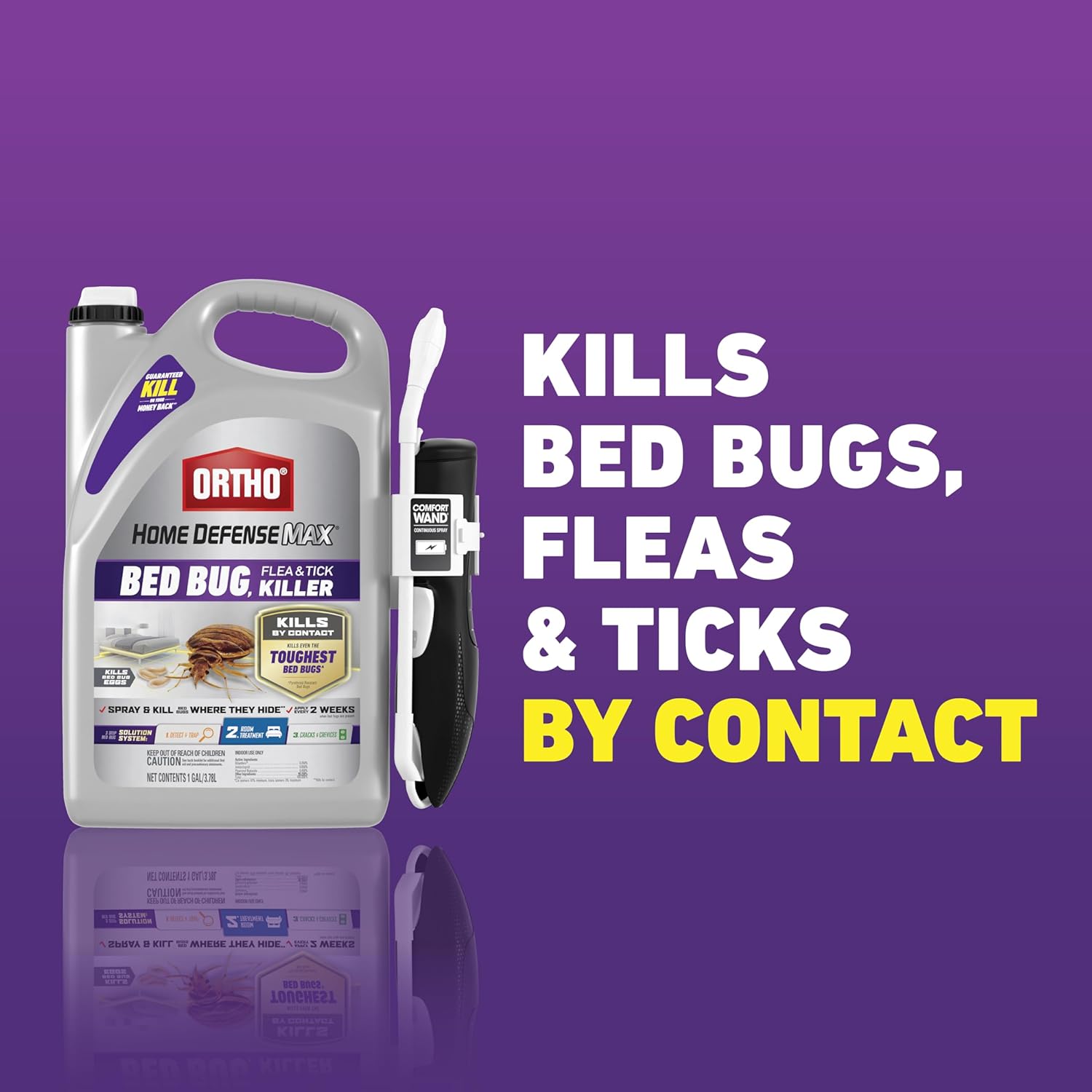 Ortho Home Defense Max Bed Bug, Flea and Tick Killer - With Ready-to-Use Comfort Wand, Kills Bed Bugs and Bed Bug Eggs, Bed Bug Spray Also Kills Fleas and Ticks, 1 gal.