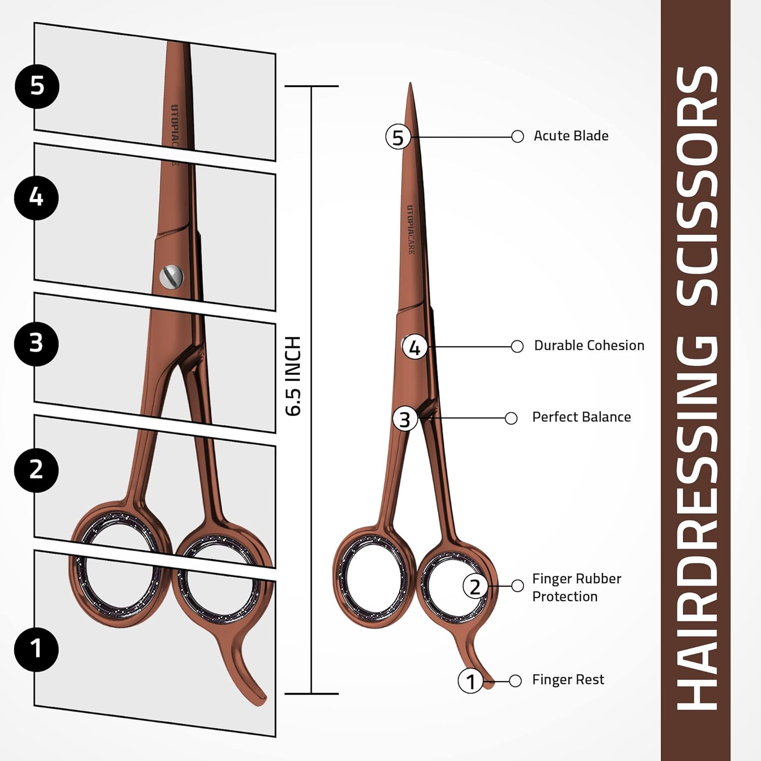 Utopia Care Hair Cutting and Hairdressing Scissors 6.5 Inch, Premium Stainless Steel shears with smooth Razor & Sharp Edge Blades, for Salons, Men & Women, Kids, Adults, & Pets - Silver
