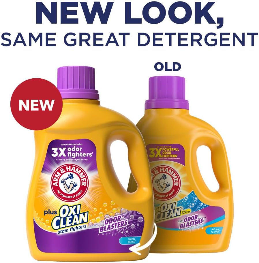Arm & Hammer Plus OxiClean Odor Blasters Fresh Burst, 128 Loads Liquid Laundry Detergent, 166.5 Fl oz