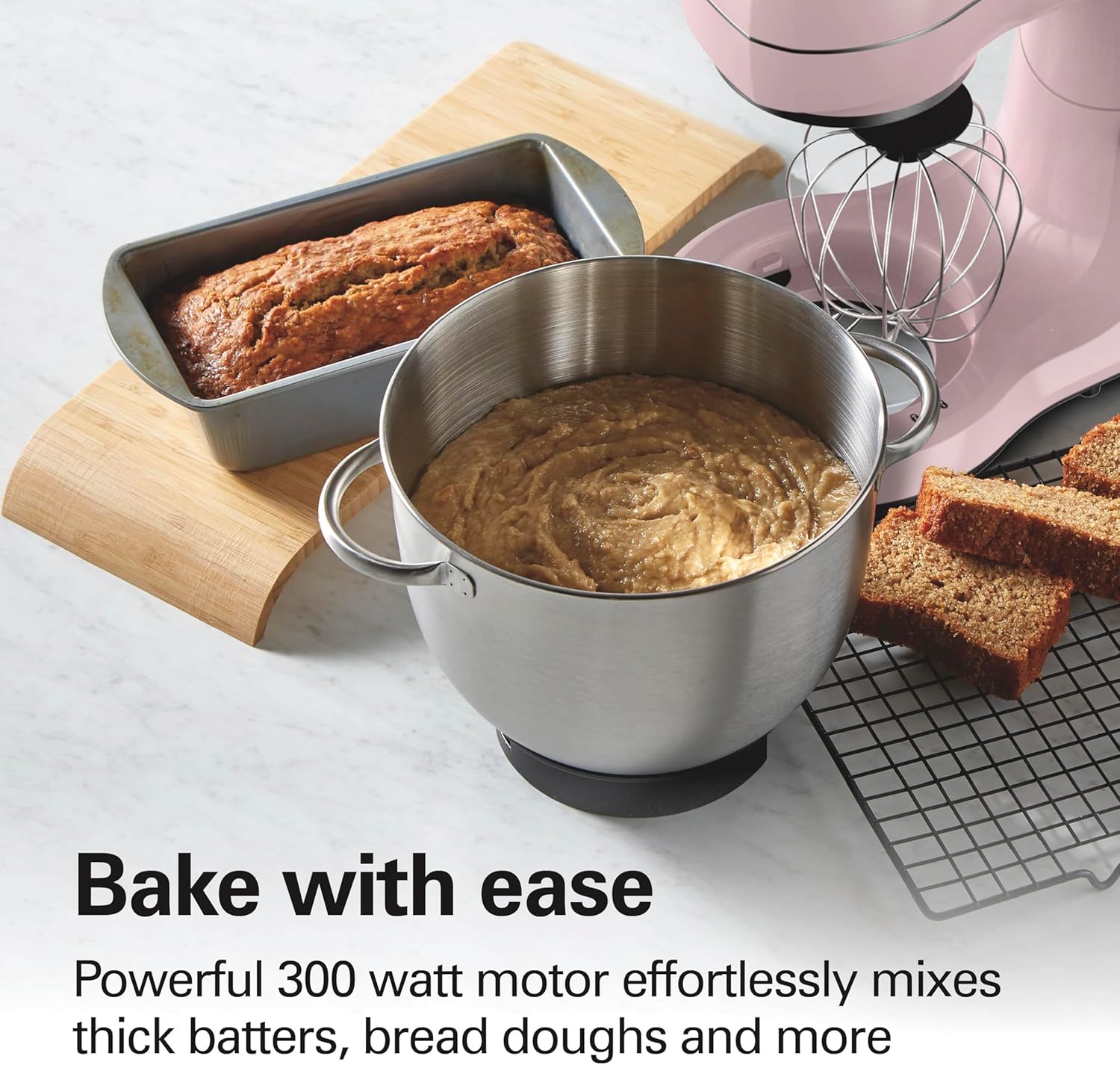 Hamilton Beach Electric Stand Mixer, 4 Quarts, Dough Hook, Flat Beater Attachments, Splash Guard 7 Speeds with Whisk, Black with Top Handle