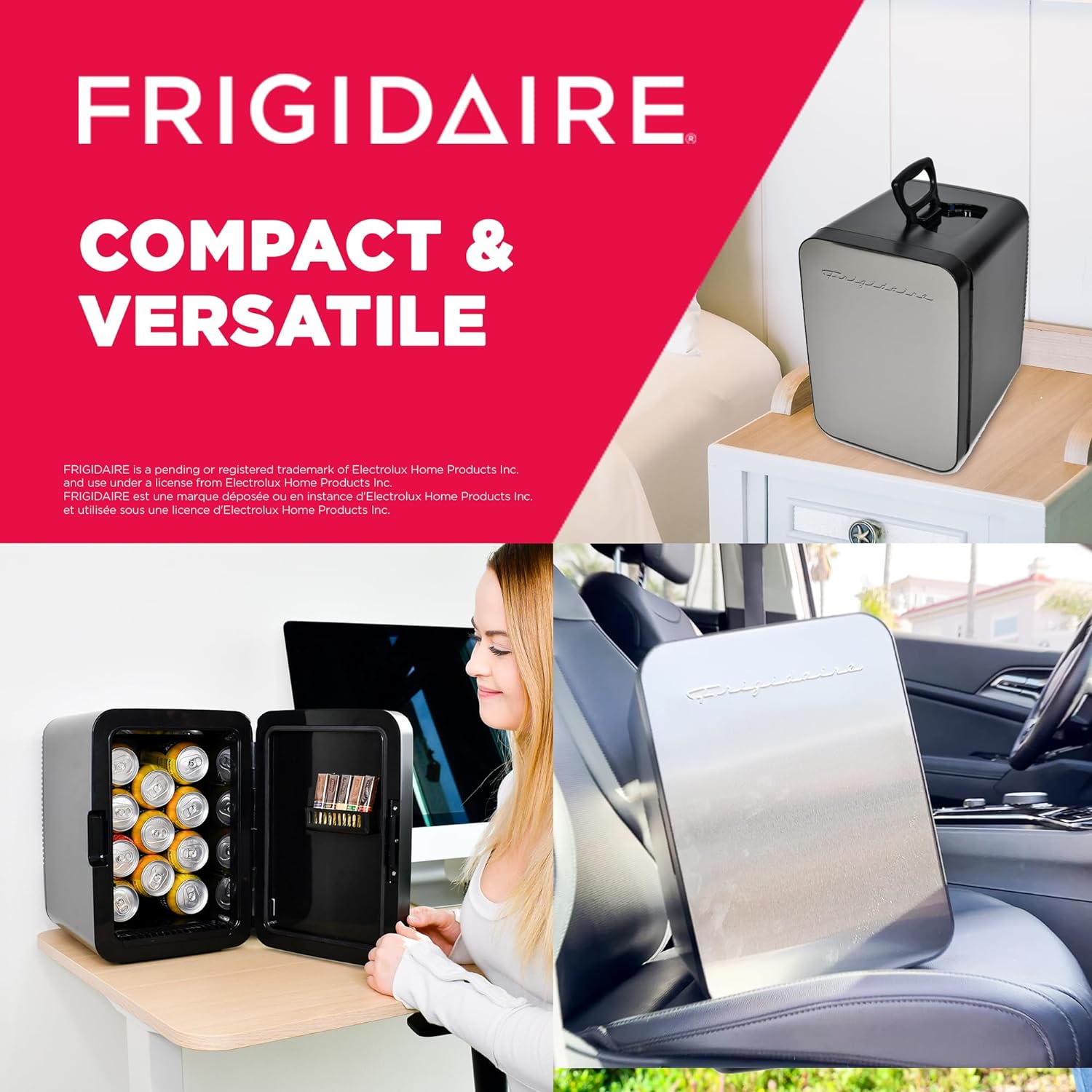 FRIGIDAIRE Portable 10L, 15-can Mini Fridge Brushed Stainless Rugged Refrigerator, EFMIS188-SS