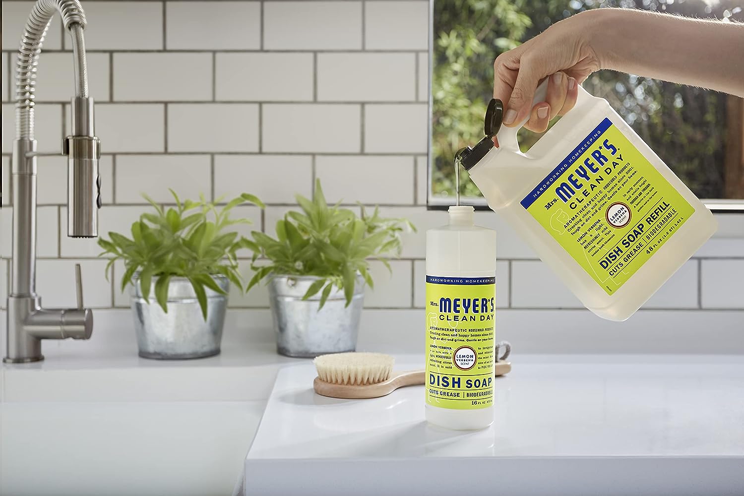 Mrs. Meyer's Liquid Dish Soap, Biodegradable Formula, Lemon Verbena, 16 Fl. Oz - Pack Of 3