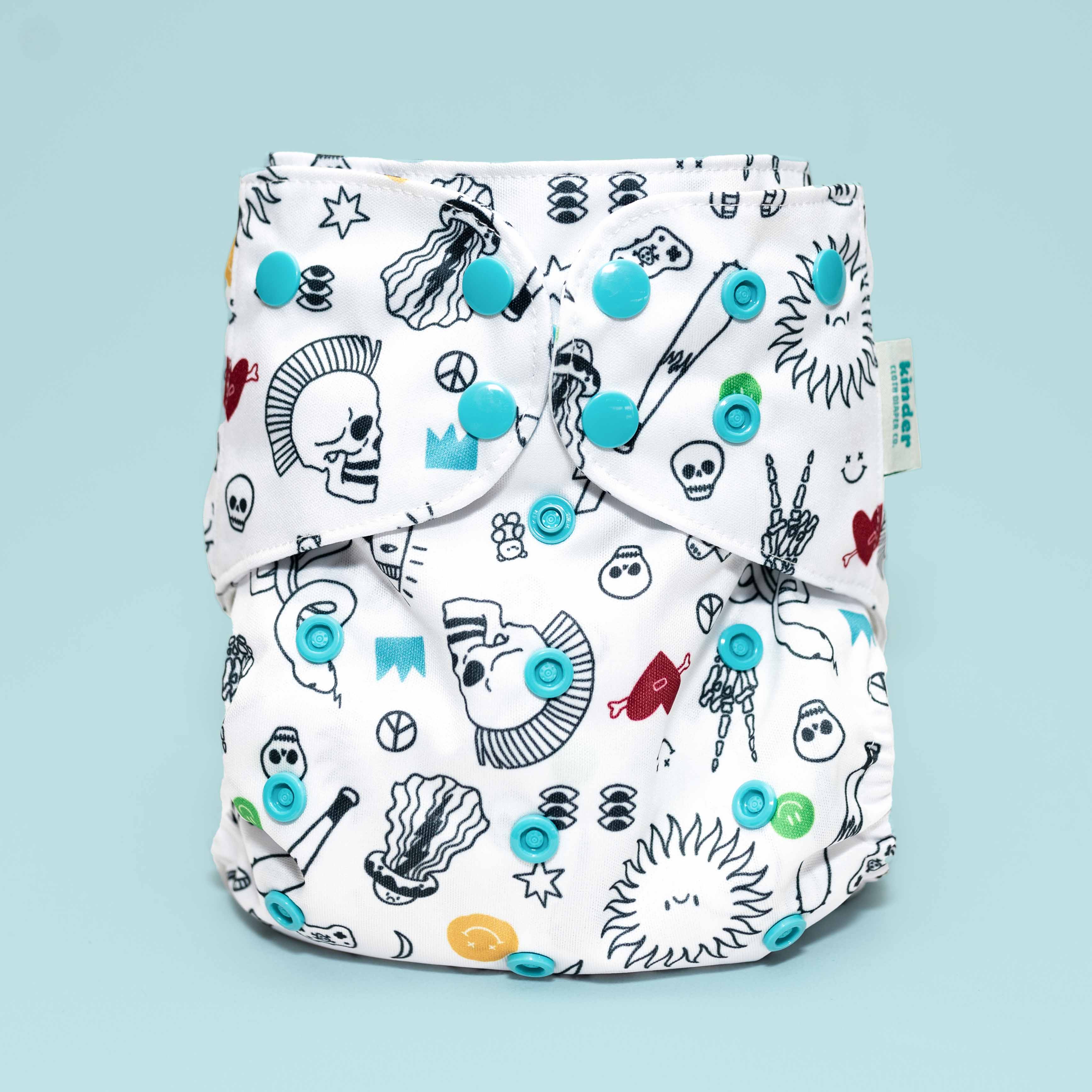 Kinder Cloth Diaper Co. Patterned Basics Pocket Cloth Diaper with Athletic Wicking Jersey