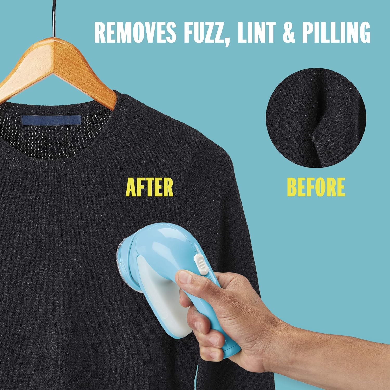 Conair Fabric Shaver and Lint Remover, Battery Operated Portable Fabric Shaver, White