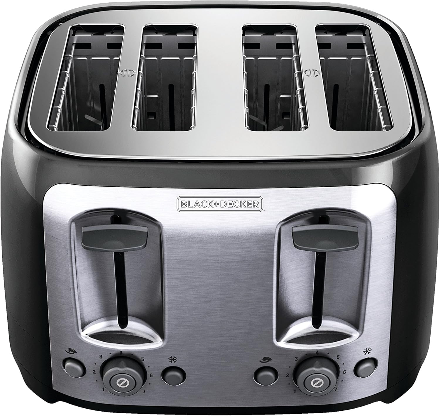BLACK+DECKER 4-Slice Toaster, Extra Wide Slots, 7 Shade Settings, 1400 Watts, Frozen and Bagel Buttons, Toast Shade Selector, Extra Lift