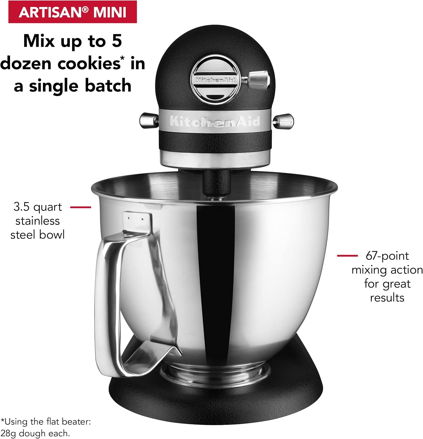 KitchenAid Artisan Mini 3.5 Quart Tilt-Head Stand Mixer - KSM3316X - Black Matte