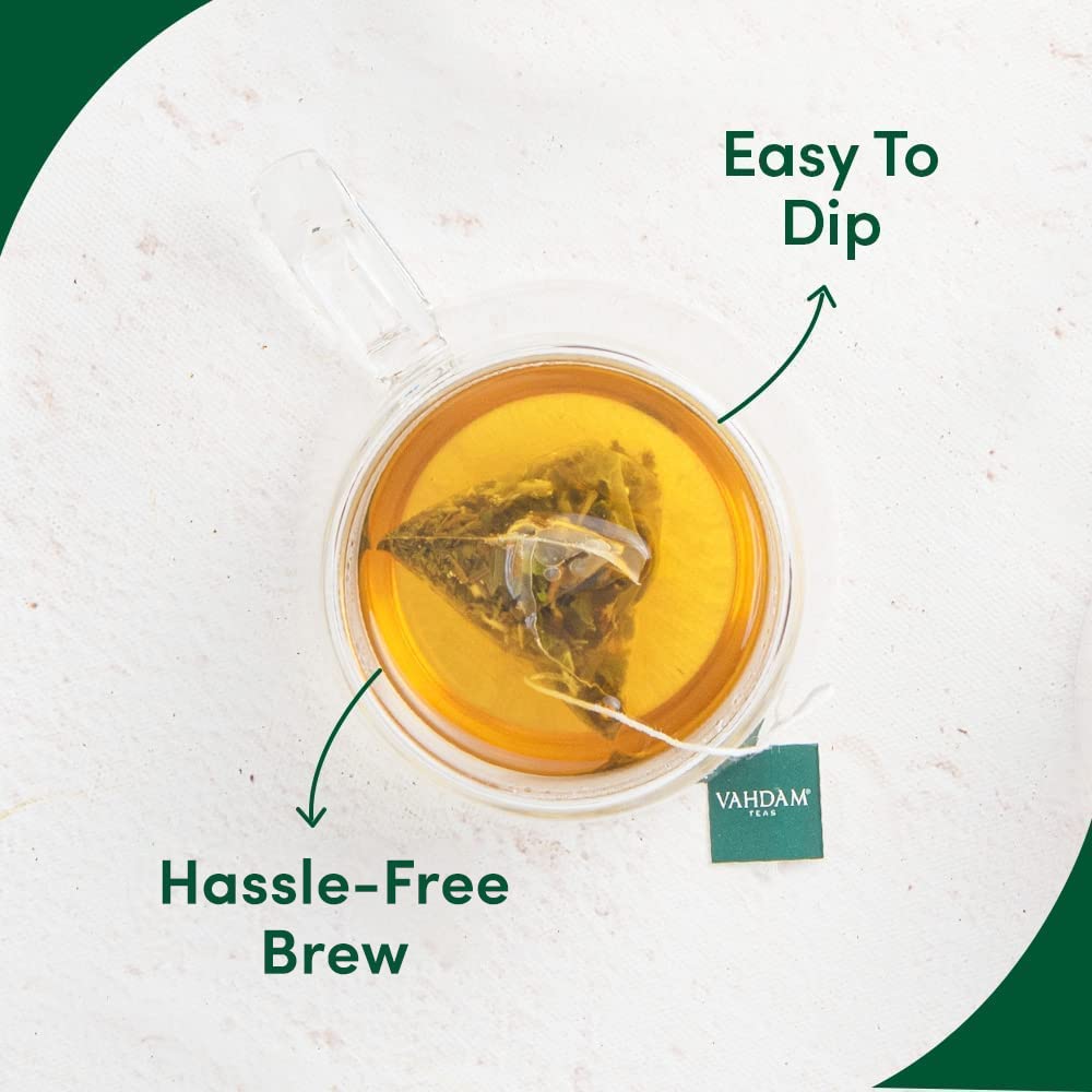 VAHDAM, Organic Turmeric Ginger Herbal Tea Bags (100 Pyramid Tea Bags) Caffeine Free, Non GMO, Gluten Free | 100% Pure Herbal Blend - Savory & Spicy | Plant-Based Tea Bags | Resealable Ziplock Pouch