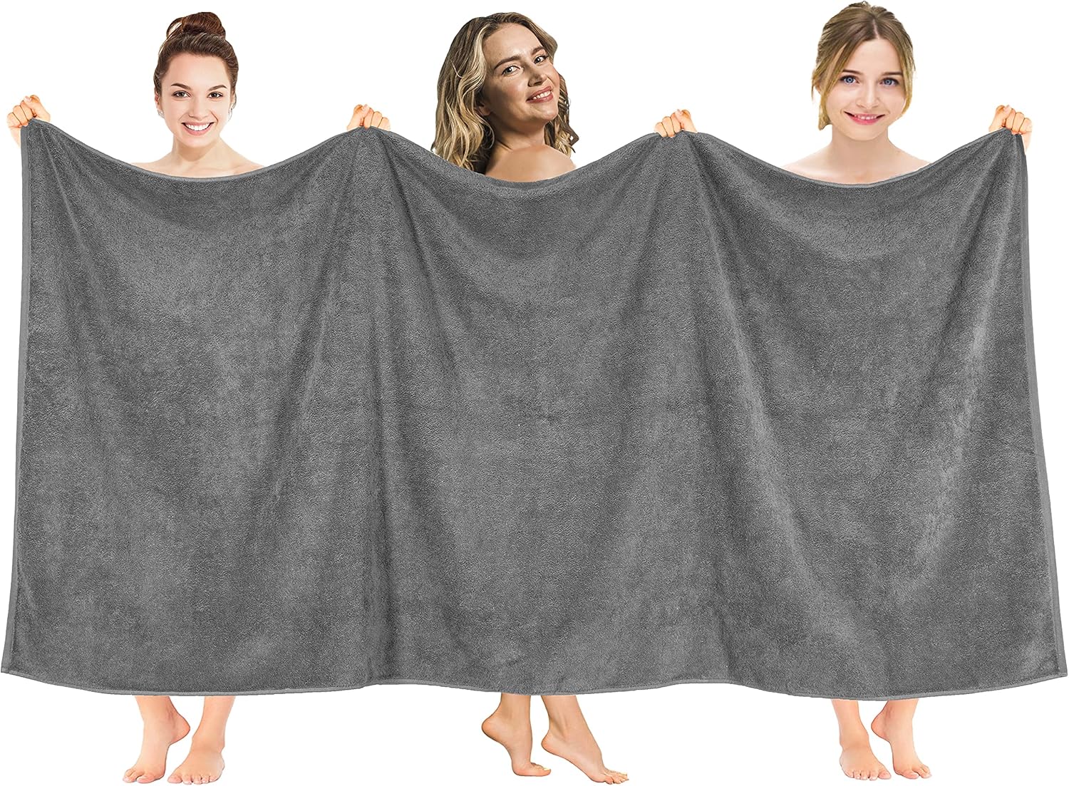 American Soft Linen Luxury 6 Piece Towel Set, 2 Bath Towels 2 Hand Towels 2 Washcloths, 100% Cotton Turkish Towels for Bathroom, Light Grey Towel Sets