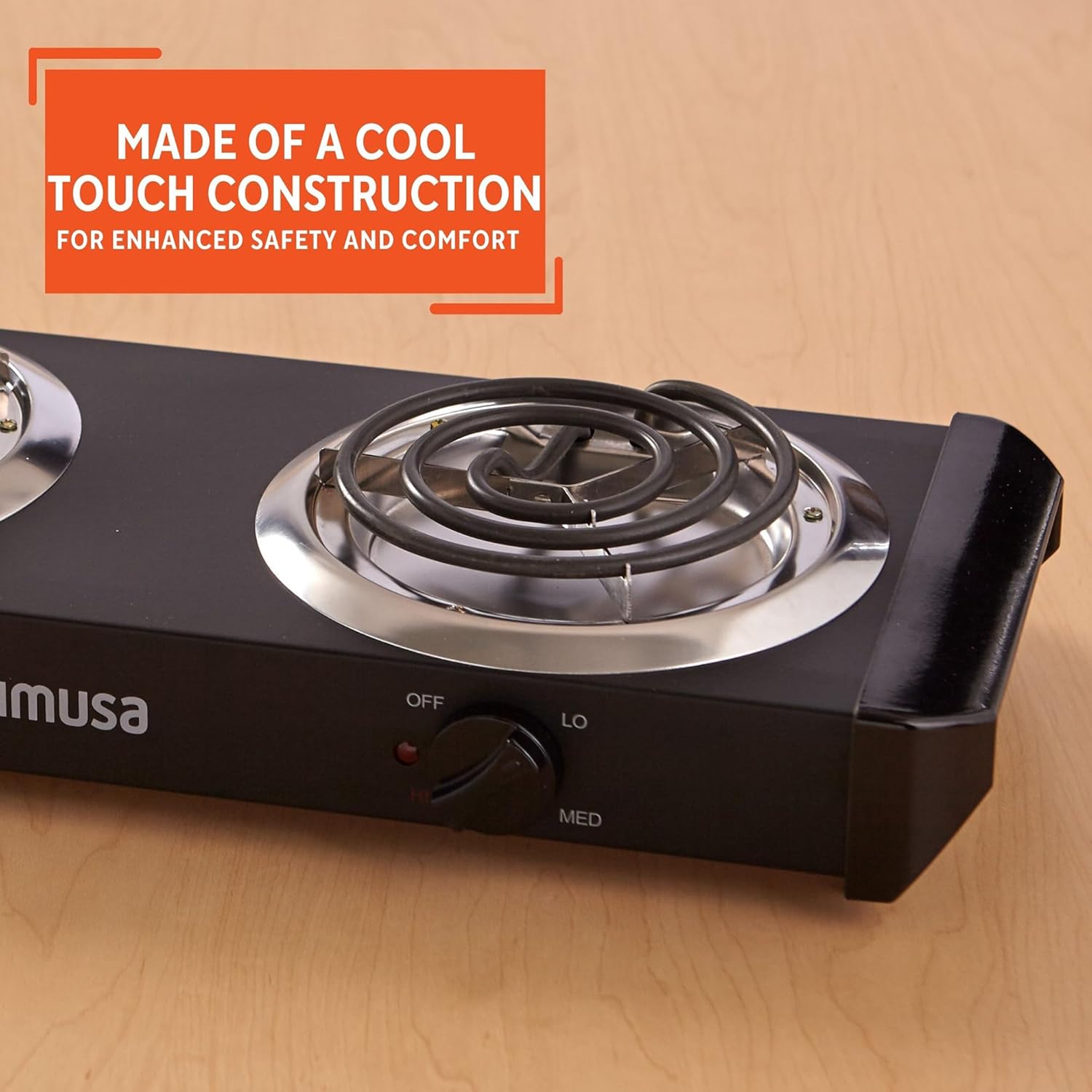IMUSA USA GAU-80305 Electric Single Burner 1100-Watts, Black