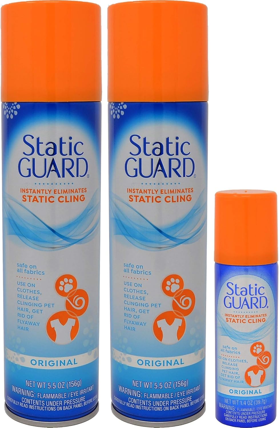 Static Guard Bonus Pack Spray 12.4 oz (2 Pack of 5.5 oz & 1 Pack of 1.4 oz)