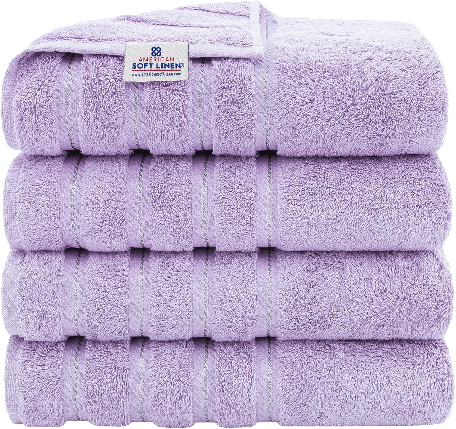 American Soft Linen Luxury 6 Piece Towel Set, 2 Bath Towels 2 Hand Towels 2 Washcloths, 100% Cotton Turkish Towels for Bathroom, Light Grey Towel Sets
