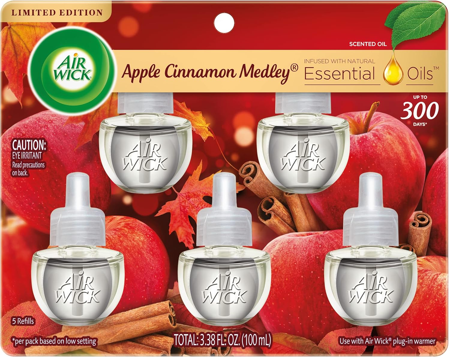 Air Wick Plug in Scented Oil Refill, 5 ct, Pumpkin Spice, Air Freshener, Essential Oils, Fall Scent, Fall Decor