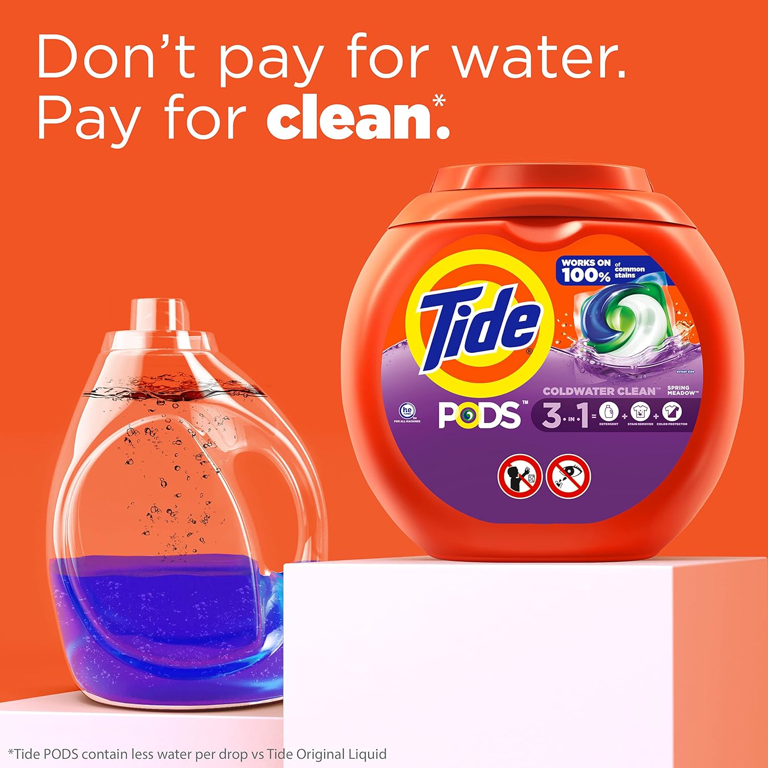 Tide PODS Liquid Laundry Detergent Soap Pacs, Powerful 3-in-1 Clean in One Step, He Compatible, Spring Meadow Scent, 76 Count