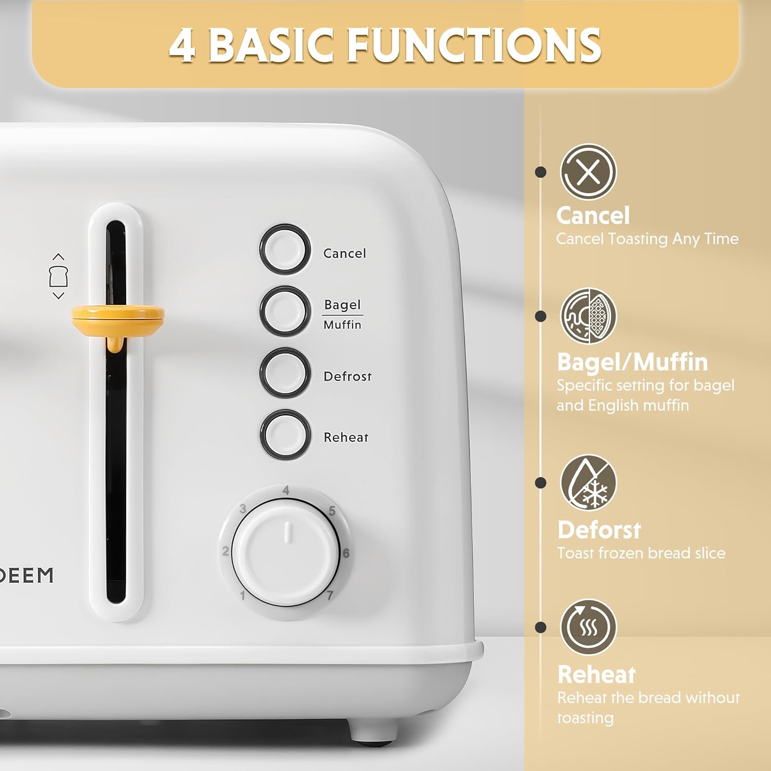 BUYDEEM DT620 2-Slice Toaster, Extra Wide Slots, Retro Stainless Steel with High Lift Lever, Bagel and Muffin Function, Removal Crumb Tray, 7-Shade Settings,Stainless Steel