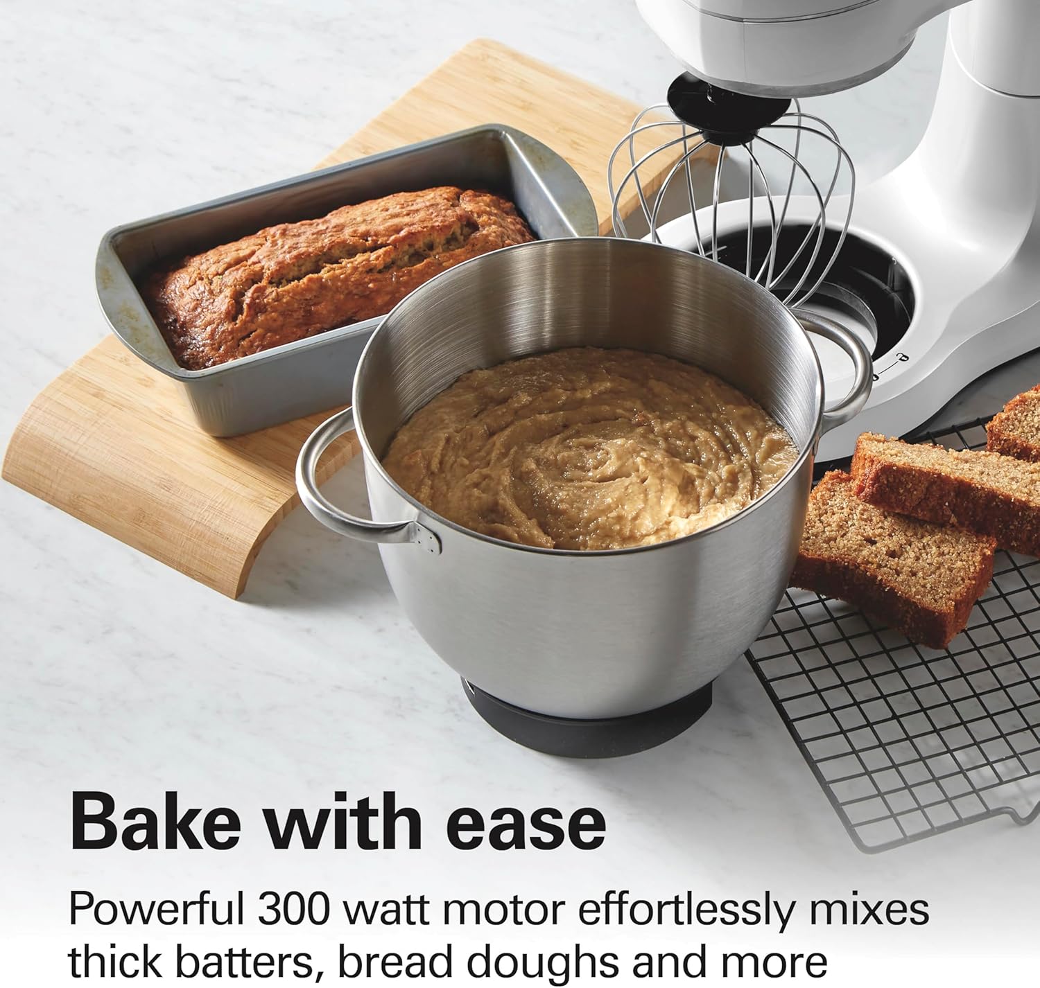 Hamilton Beach Electric Stand Mixer, 4 Quarts, Dough Hook, Flat Beater Attachments, Splash Guard 7 Speeds with Whisk, Black with Top Handle