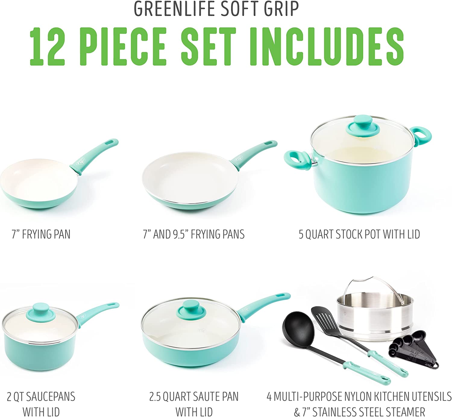 Ceramic non-stick 12-piece pan set